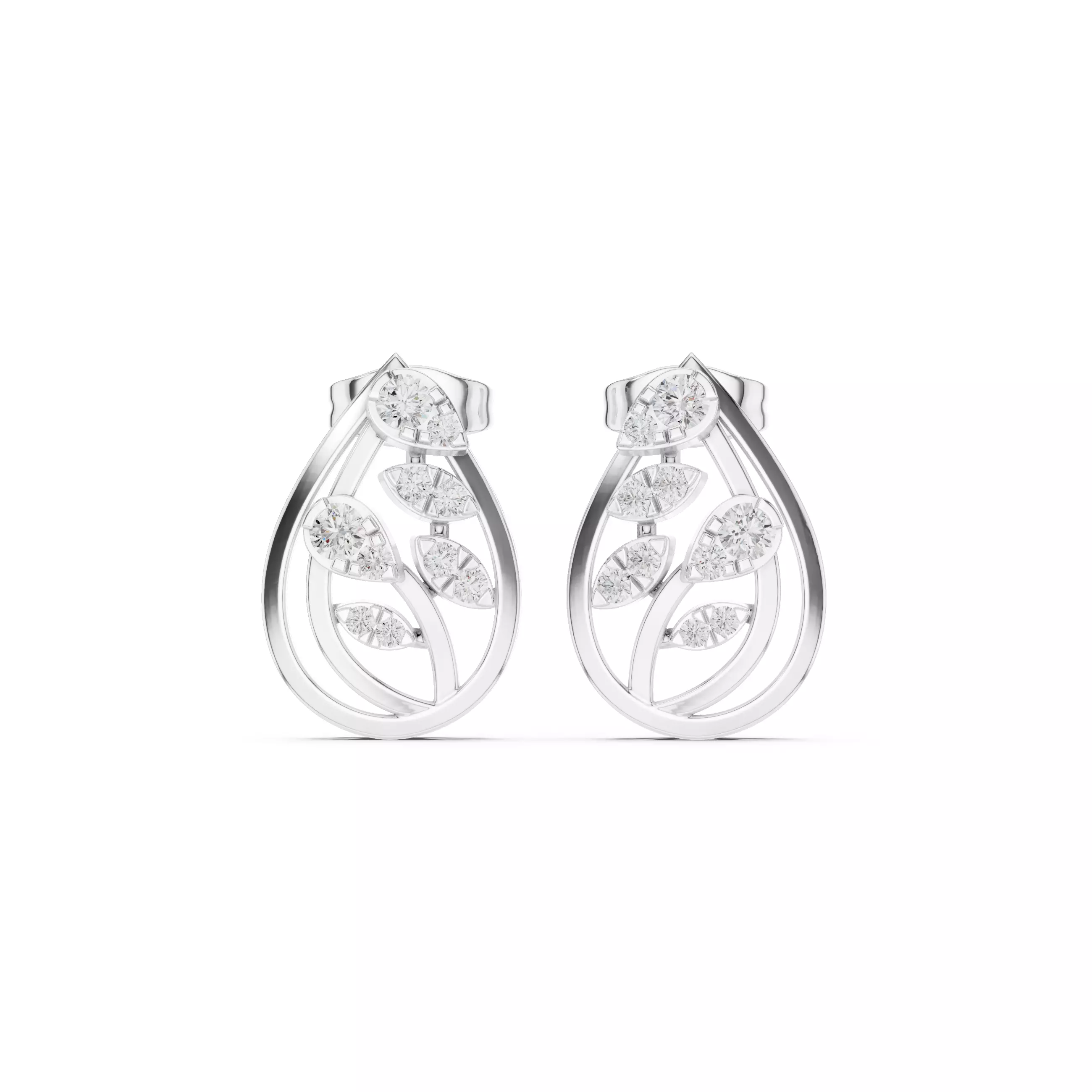 Diamond Studs Earrings 3dm stl renders animation videos details 3D print model_9