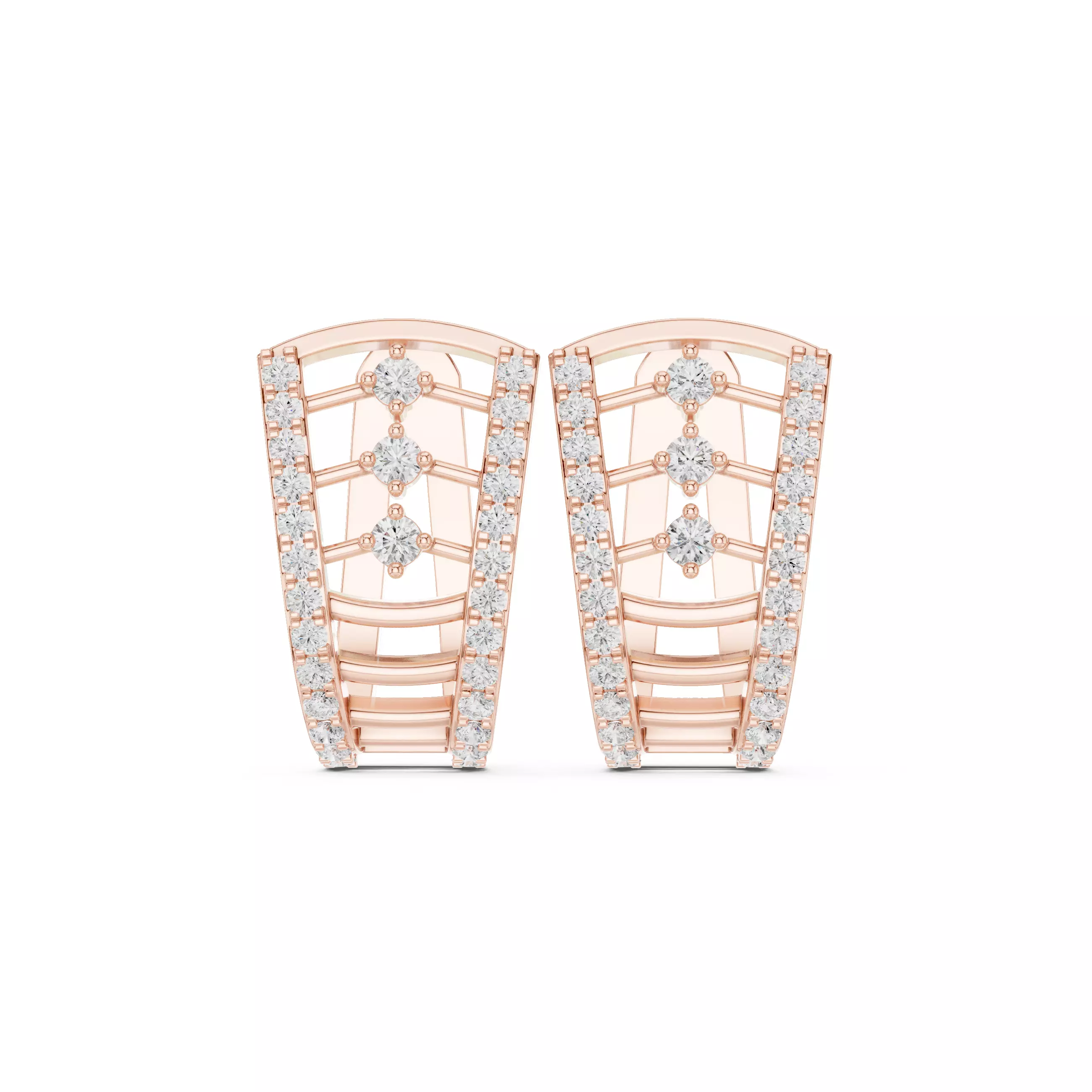 Diamond Hoops Earrings 3dm stl renders animation videos details  3D print model_0
