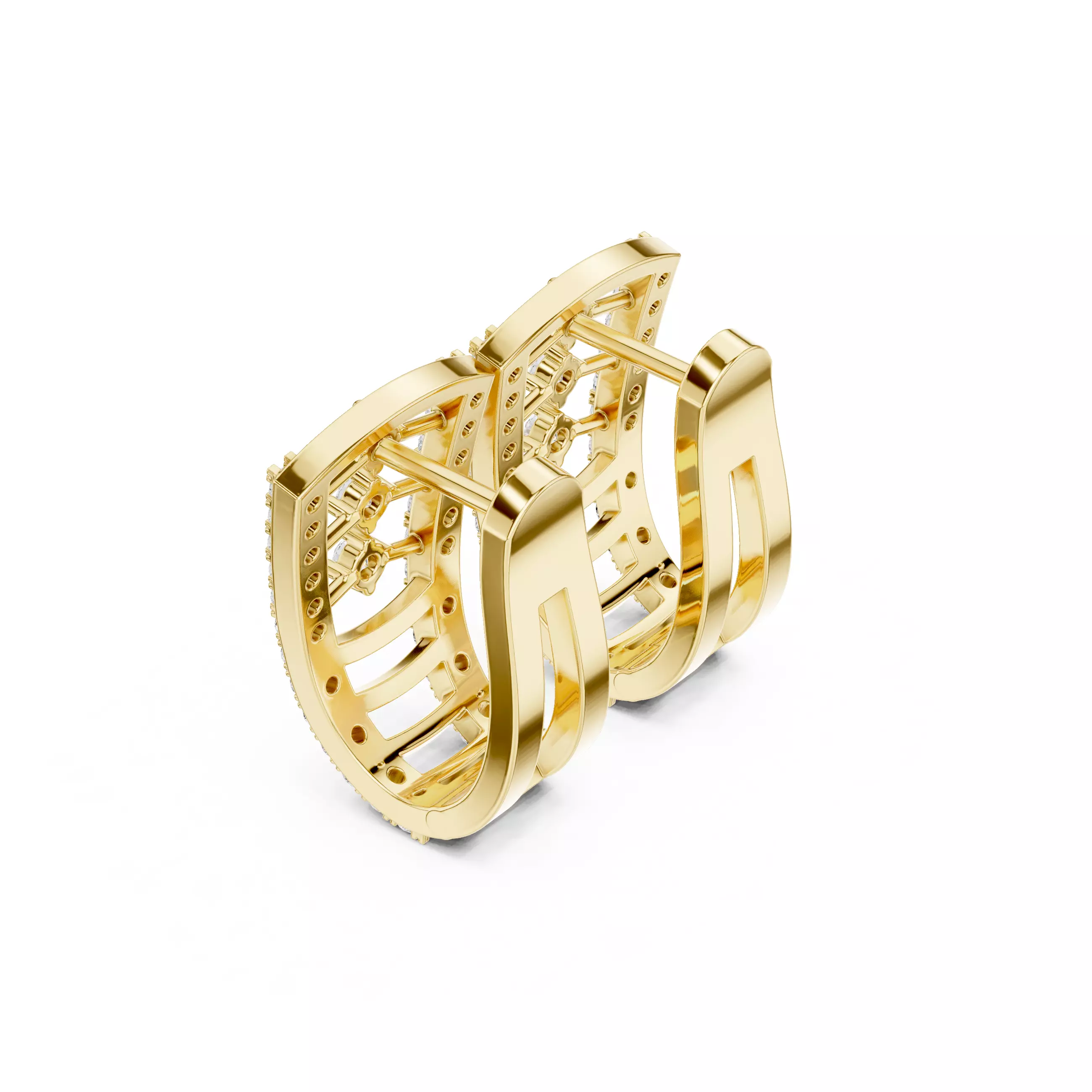 Diamond Hoops Earrings 3dm stl renders animation videos details  3D print model_11