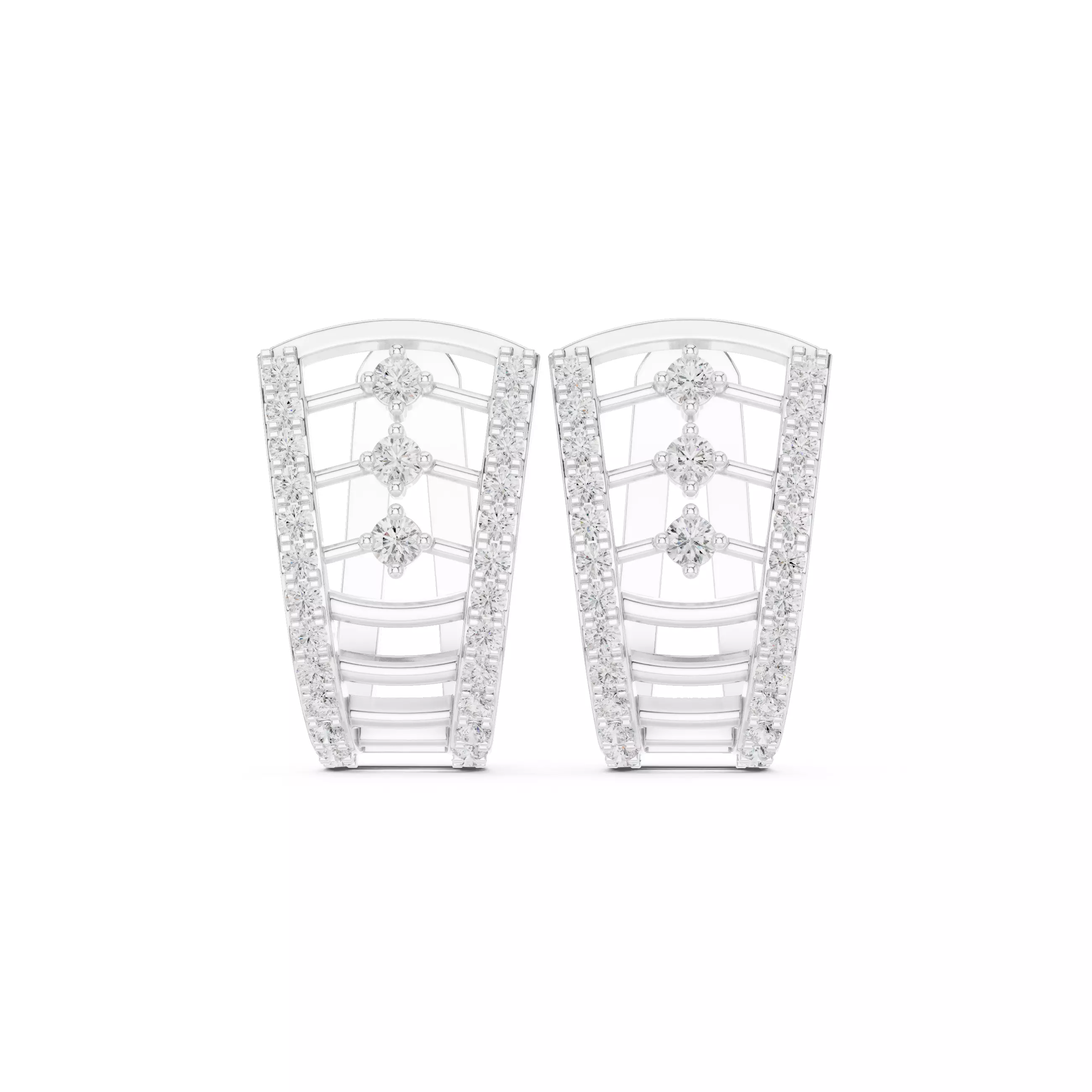 Diamond Hoops Earrings 3dm stl renders animation videos details  3D print model_9