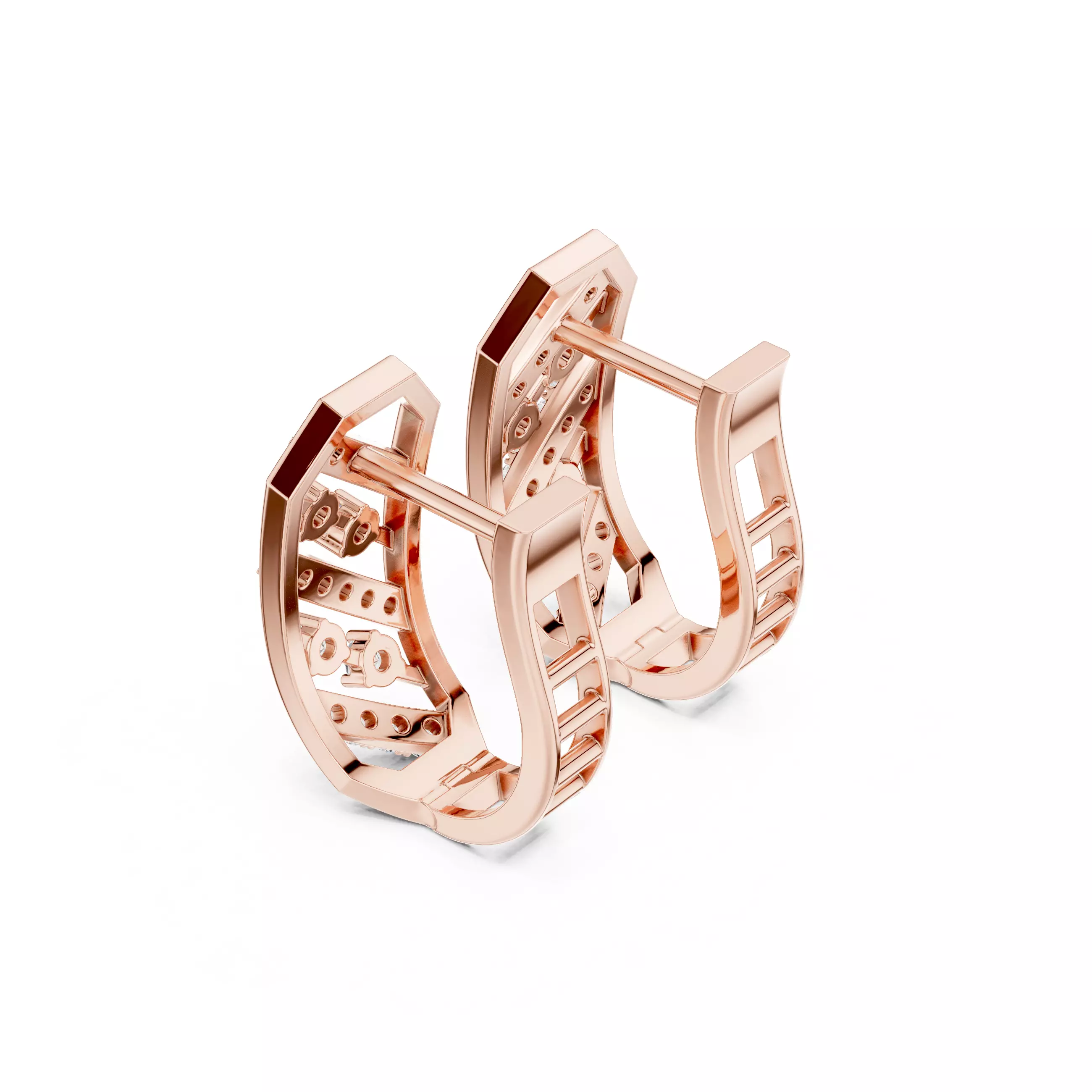 Diamond Hoops Earrings 3dm stl renders animation videos details  3D print model_4