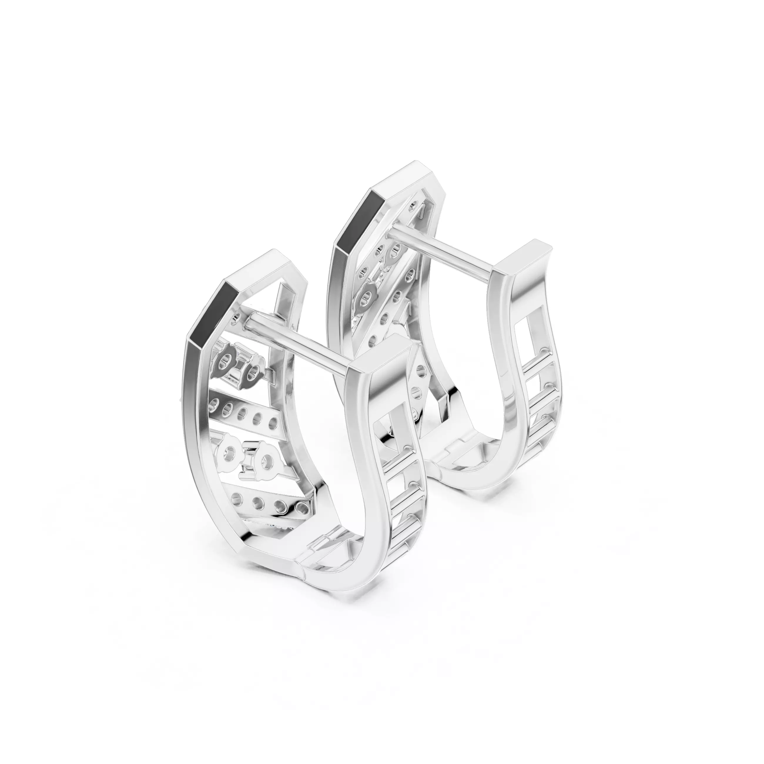 Diamond Hoops Earrings 3dm stl renders animation videos details  3D print model_7