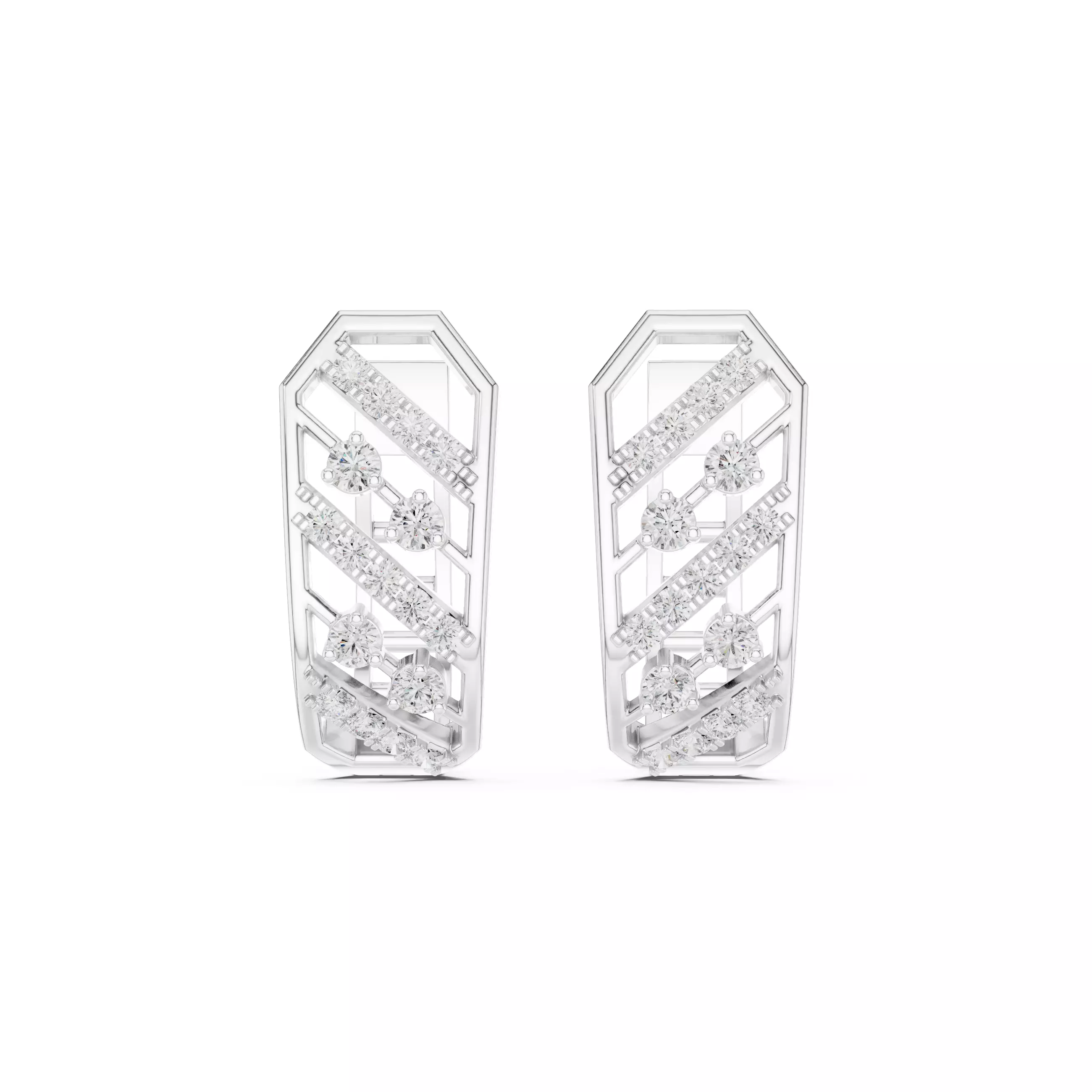 Diamond Hoops Earrings 3dm stl renders animation videos details  3D print model_9