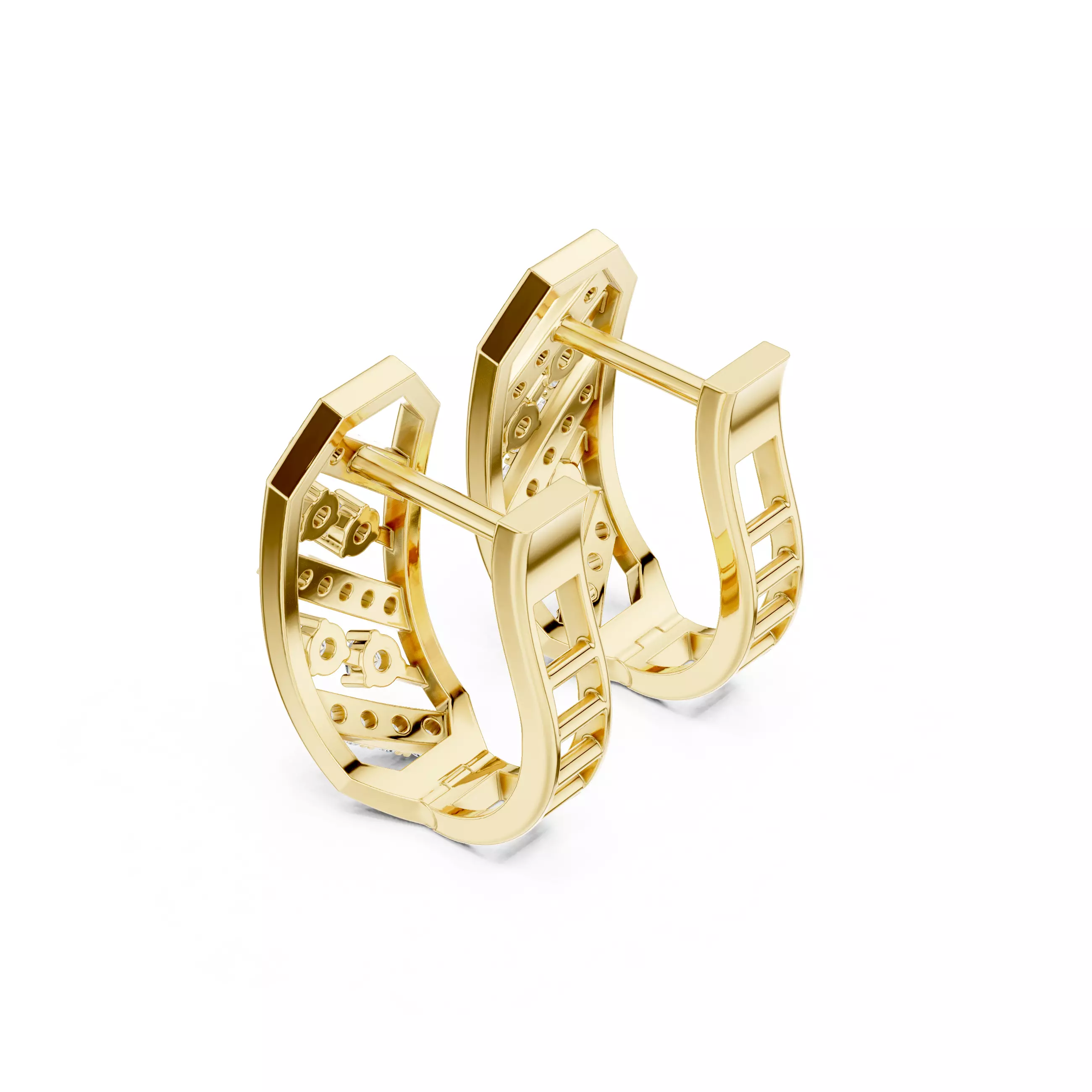 Diamond Hoops Earrings 3dm stl renders animation videos details  3D print model_11