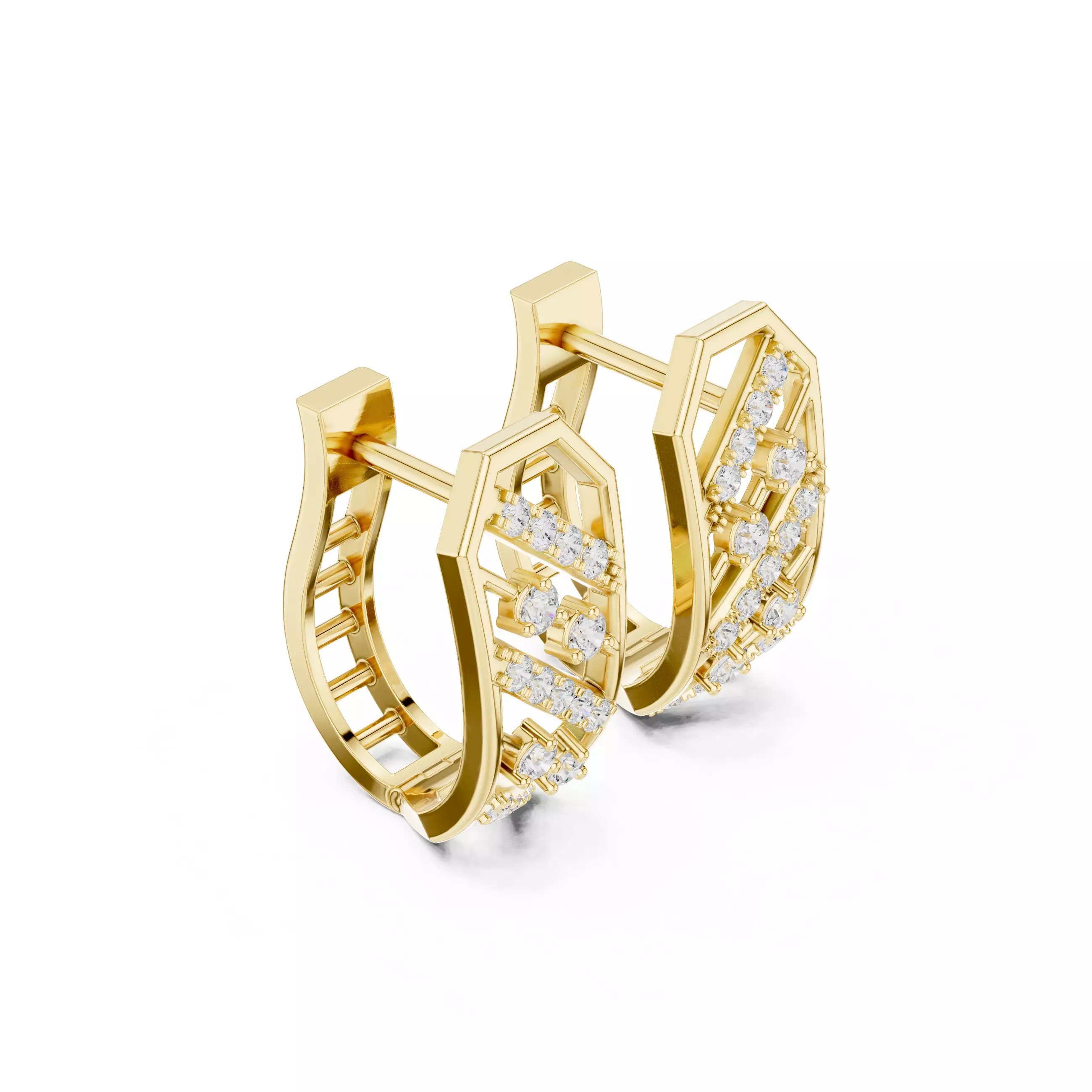 Diamond Hoops Earrings 3dm stl renders animation videos details  3D print model_10