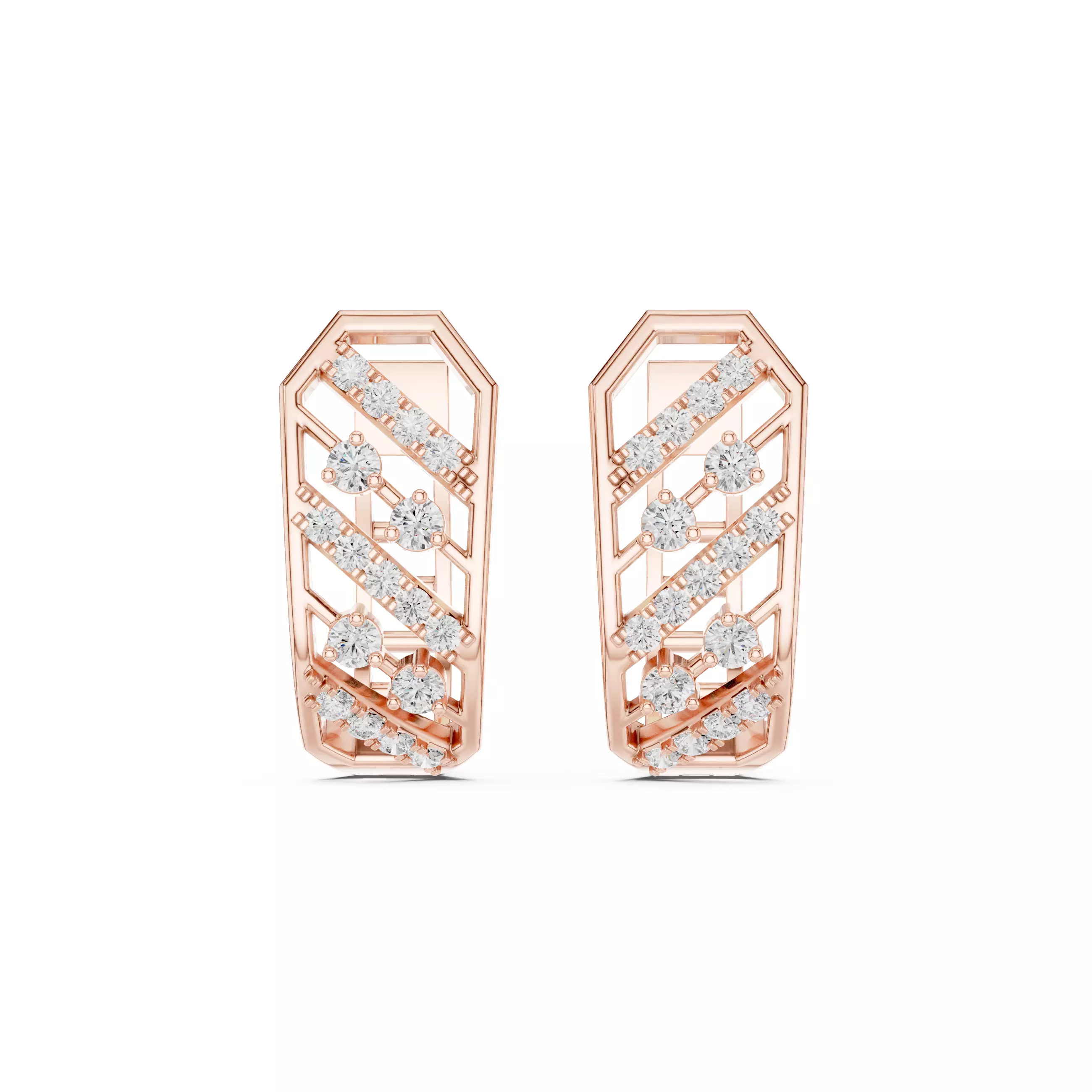 Diamond Hoops Earrings 3dm stl renders animation videos details  3D print model_0