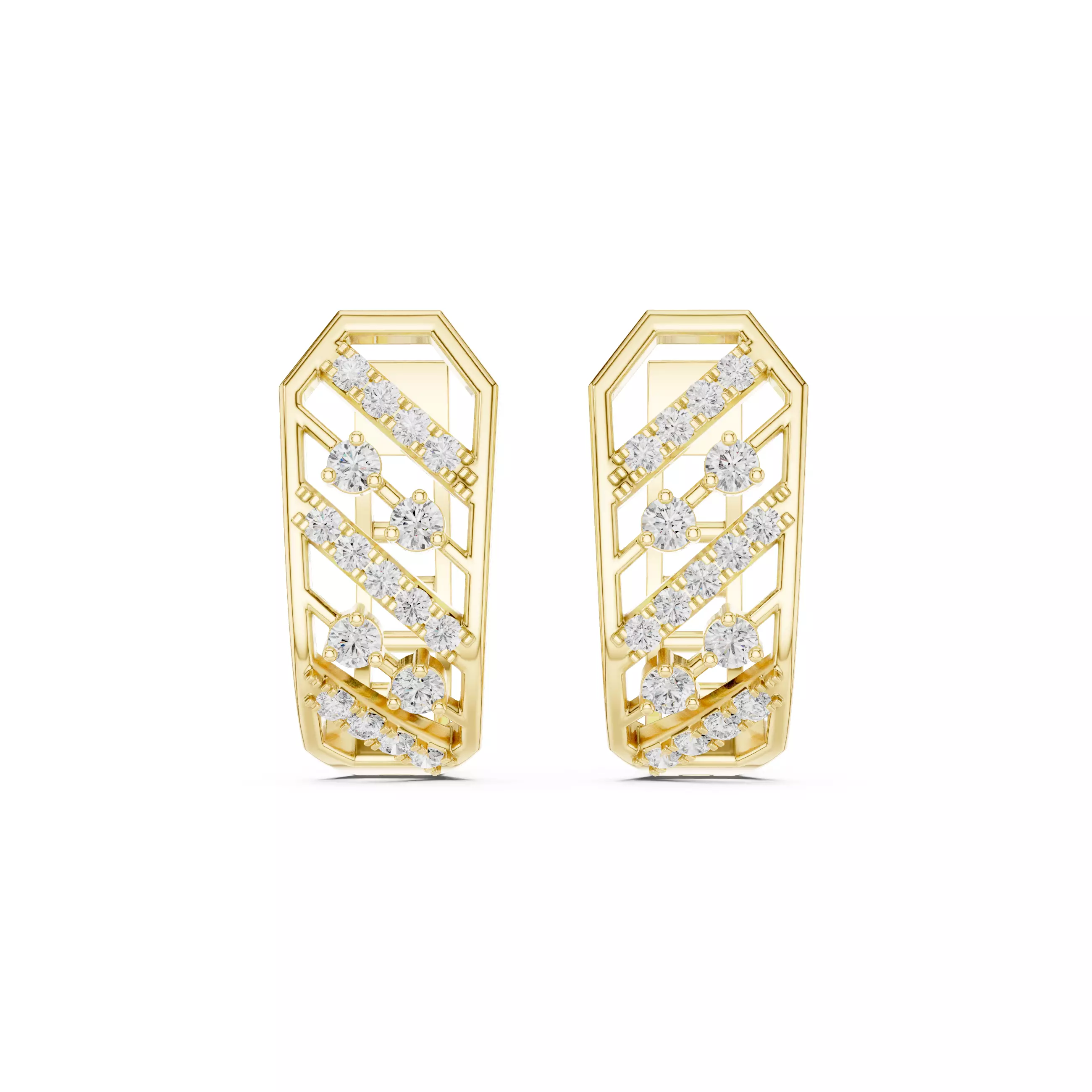 Diamond Hoops Earrings 3dm stl renders animation videos details  3D print model_13