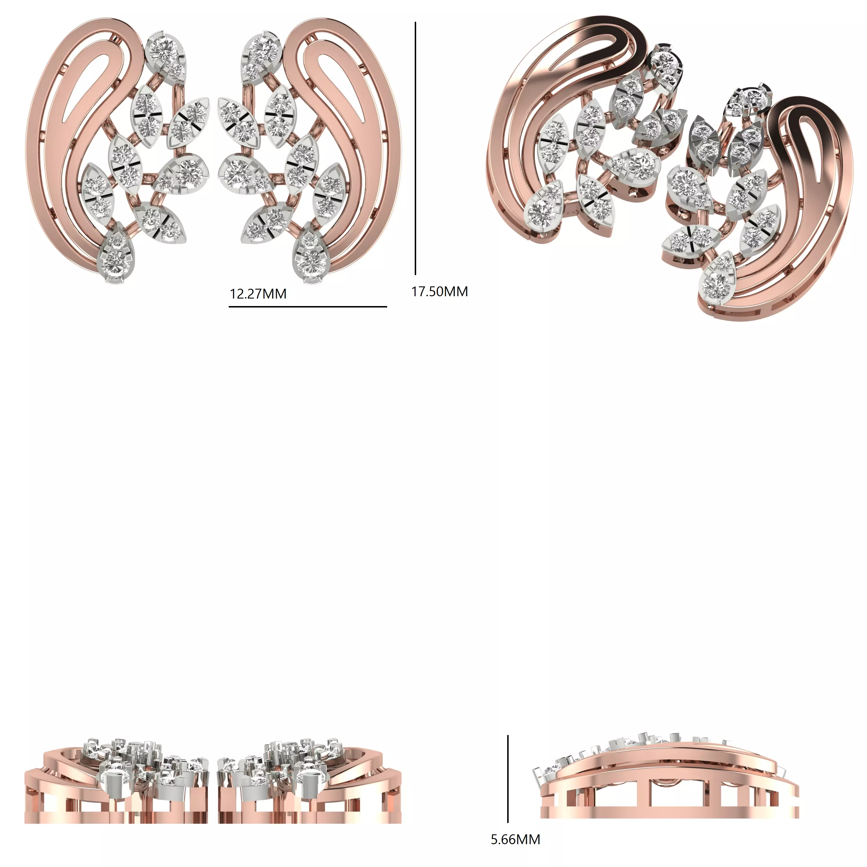 Diamond Studs Earrings 3dm stl renders animation videos details  3D print model_1