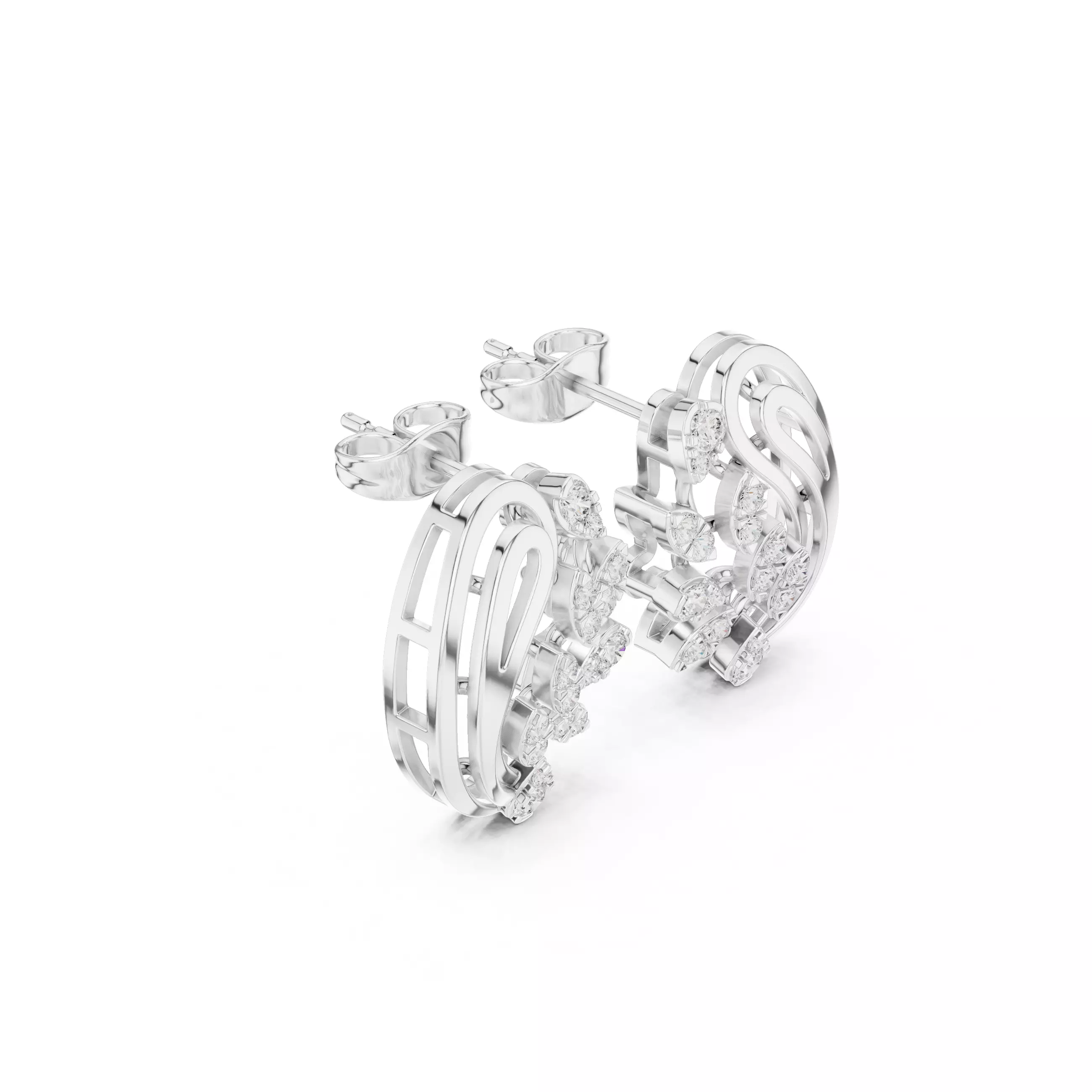 Diamond Studs Earrings 3dm stl renders animation videos details  3D print model_6