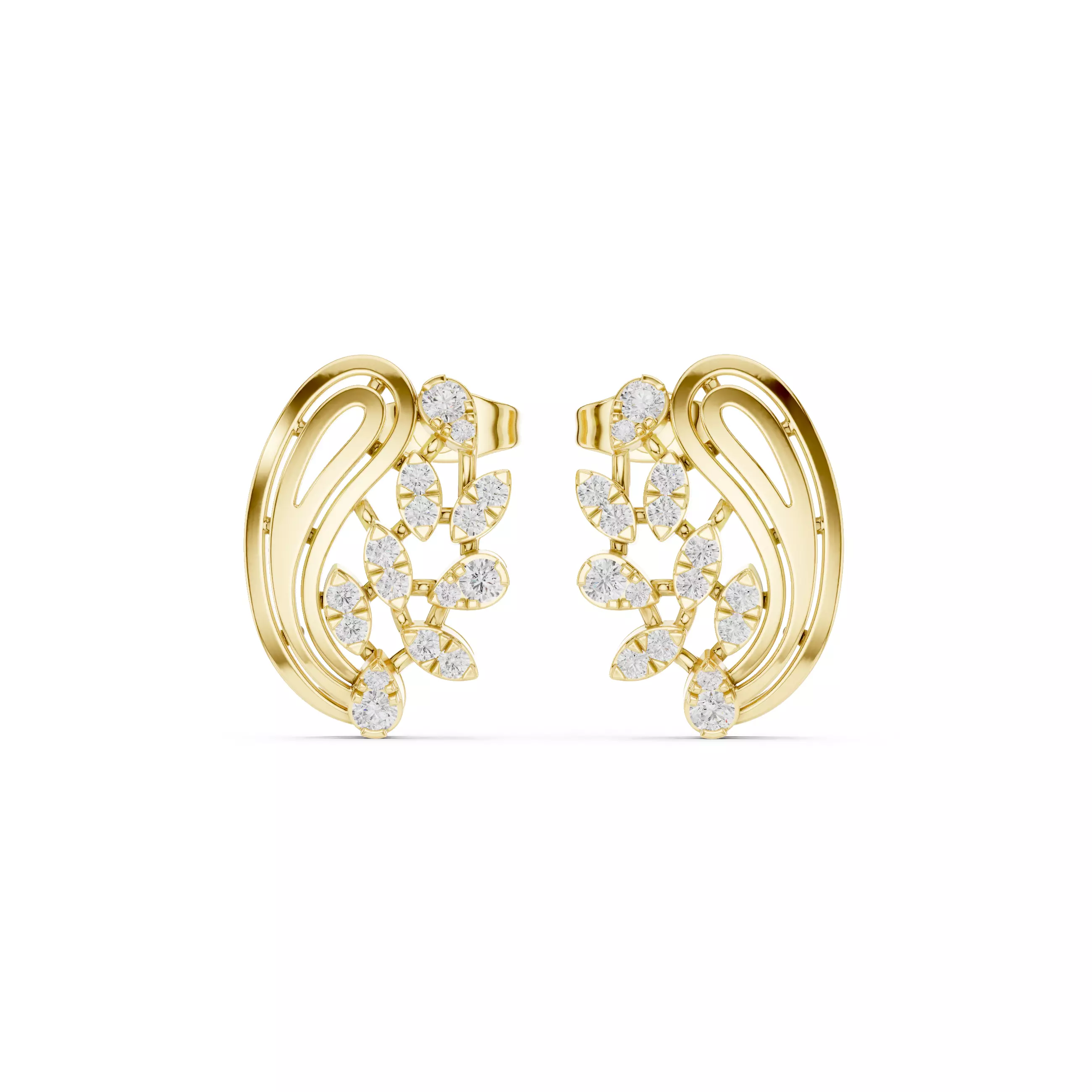 Diamond Studs Earrings 3dm stl renders animation videos details  3D print model_13