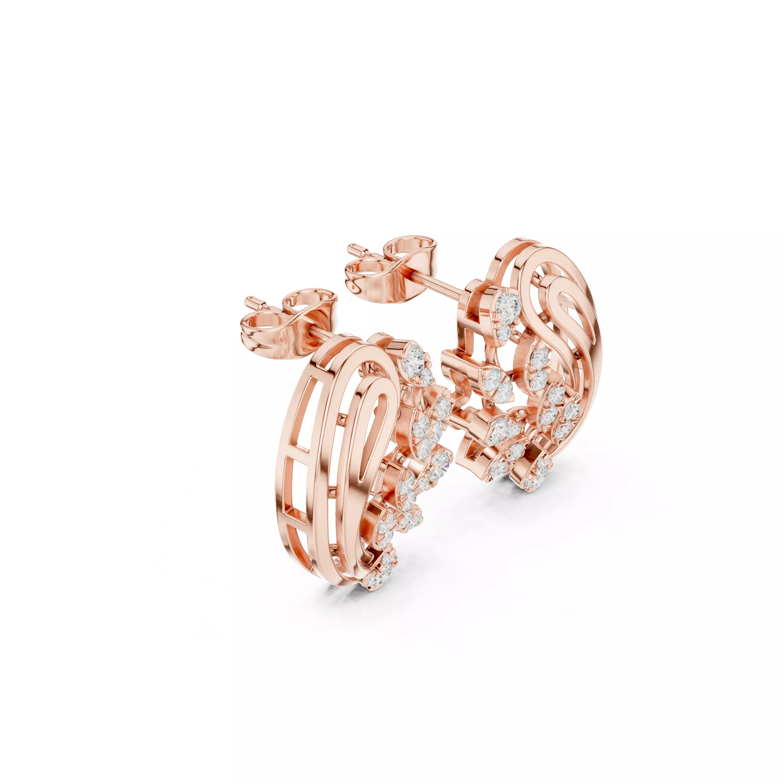 Diamond Studs Earrings 3dm stl renders animation videos details  3D print model_3