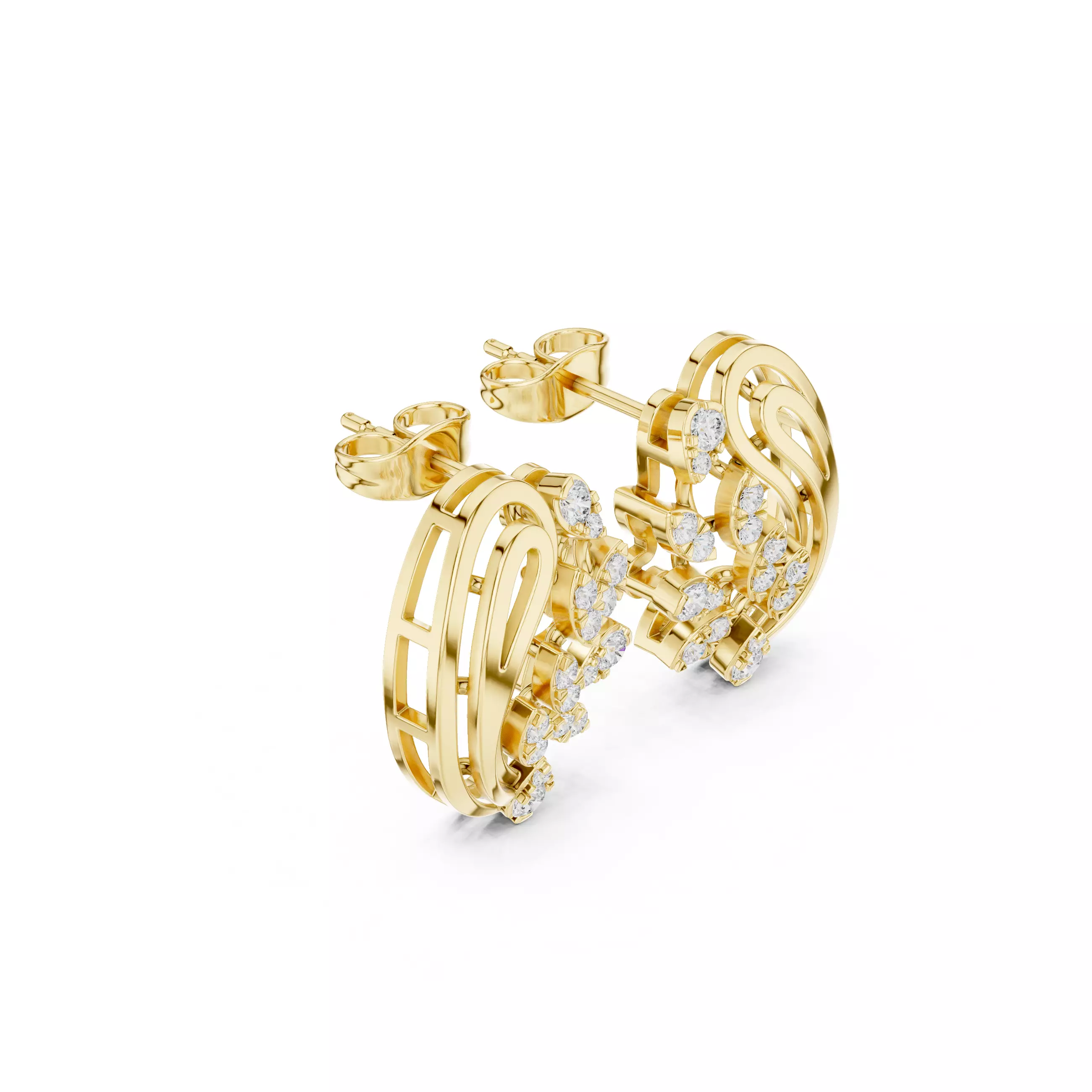 Diamond Studs Earrings 3dm stl renders animation videos details  3D print model_10