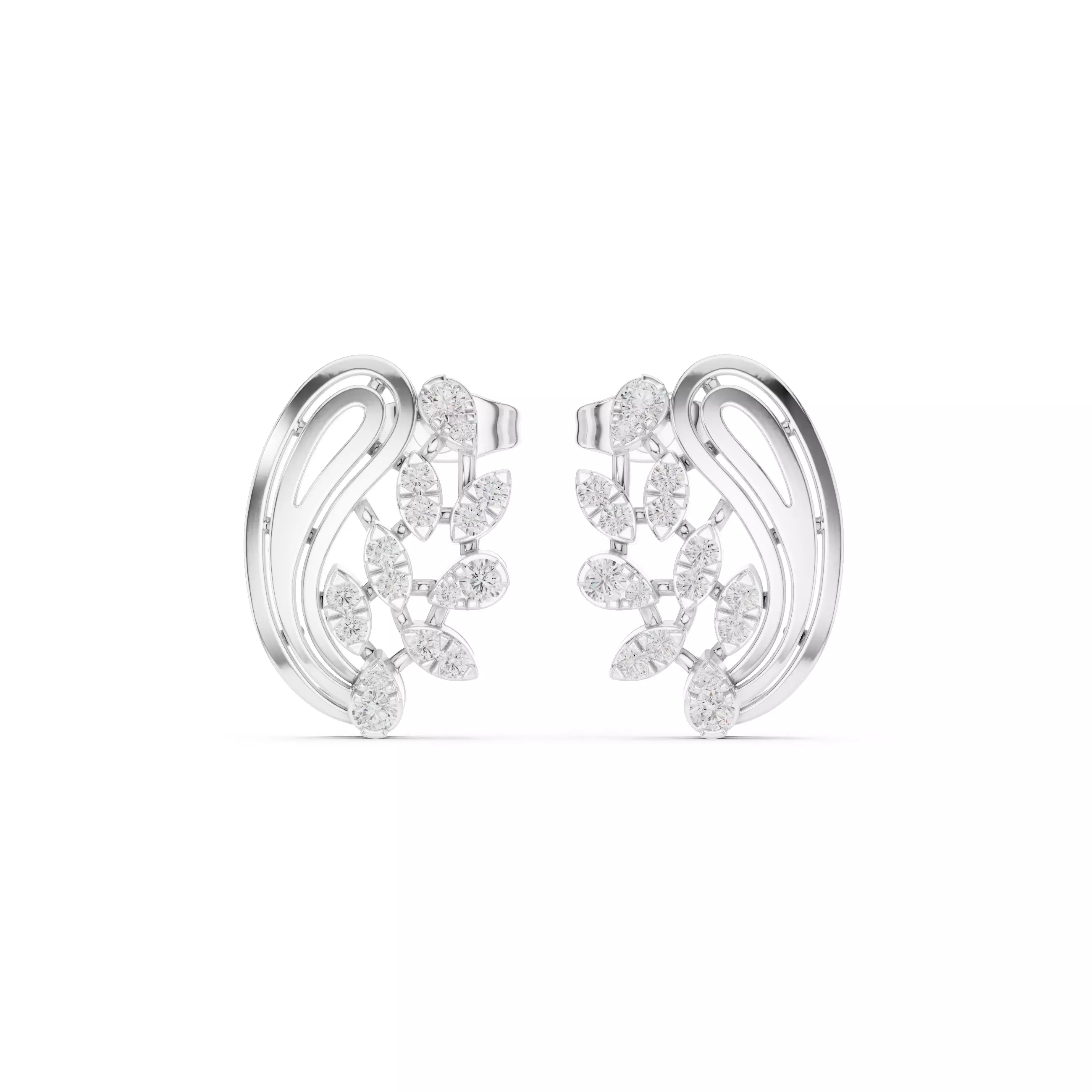 Diamond Studs Earrings 3dm stl renders animation videos details  3D print model_9