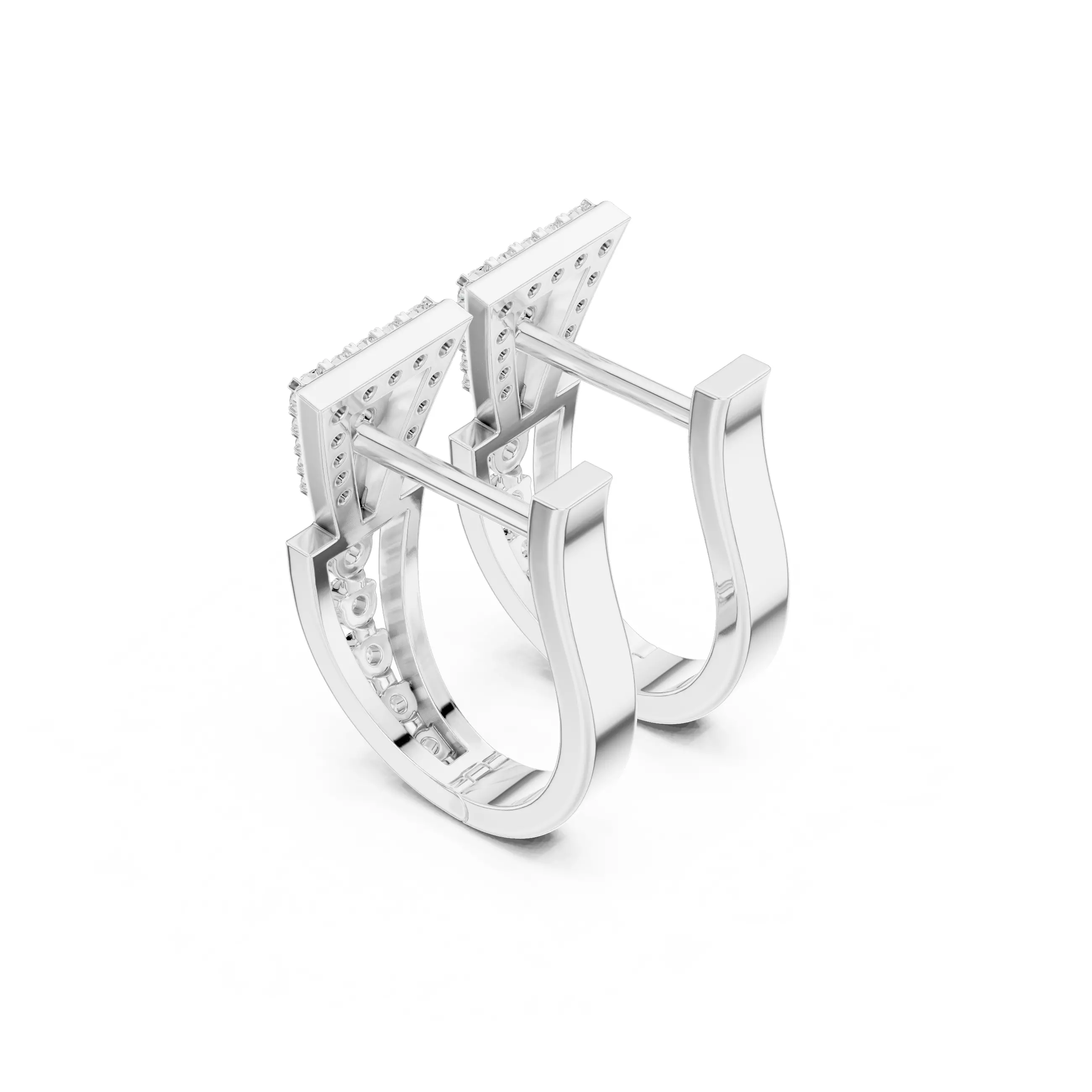 Diamond Hoops Earrings 3dm stl renders animation videos details  3D print model_7