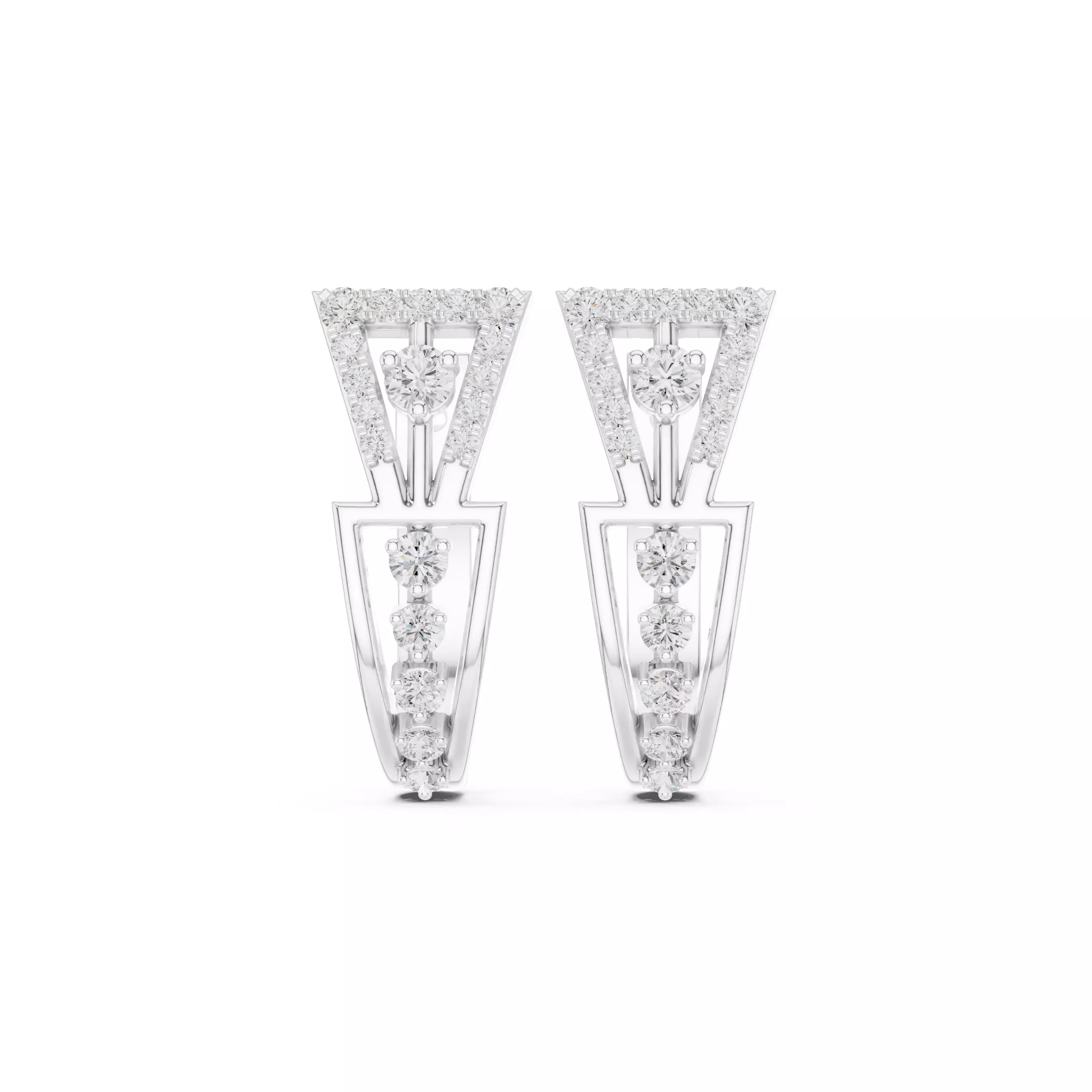 Diamond Hoops Earrings 3dm stl renders animation videos details  3D print model_9