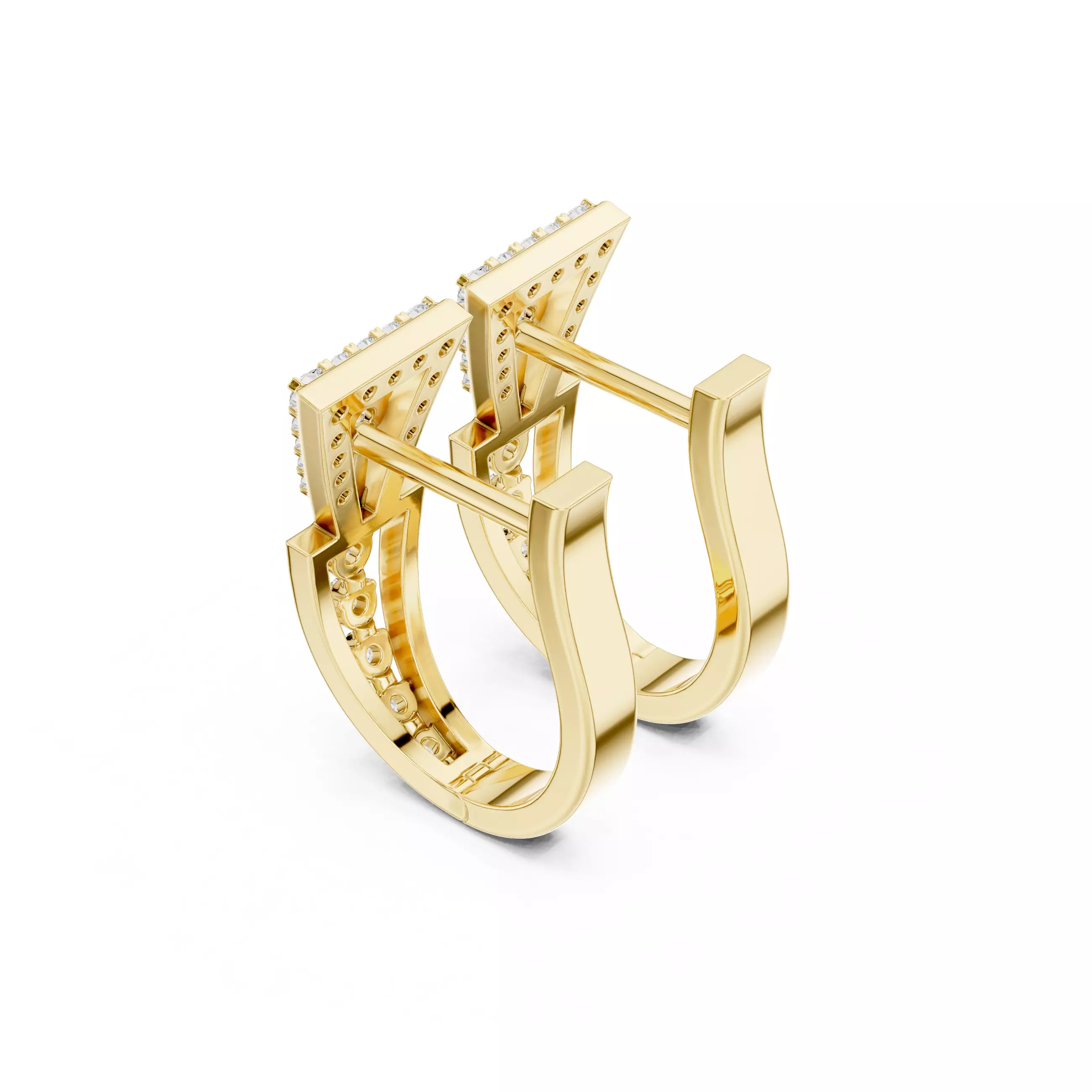 Diamond Hoops Earrings 3dm stl renders animation videos details  3D print model_11