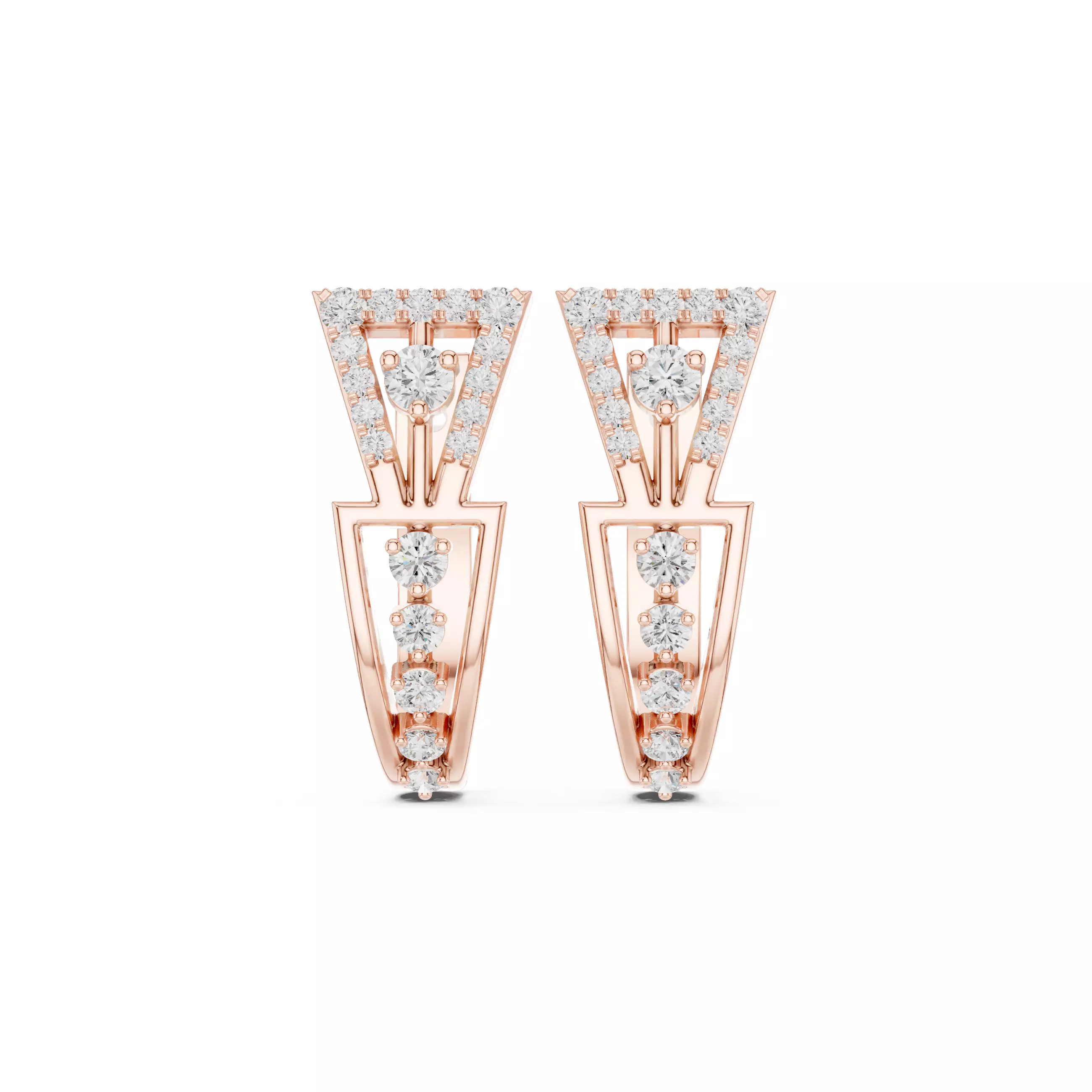 Diamond Hoops Earrings 3dm stl renders animation videos details  3D print model_0