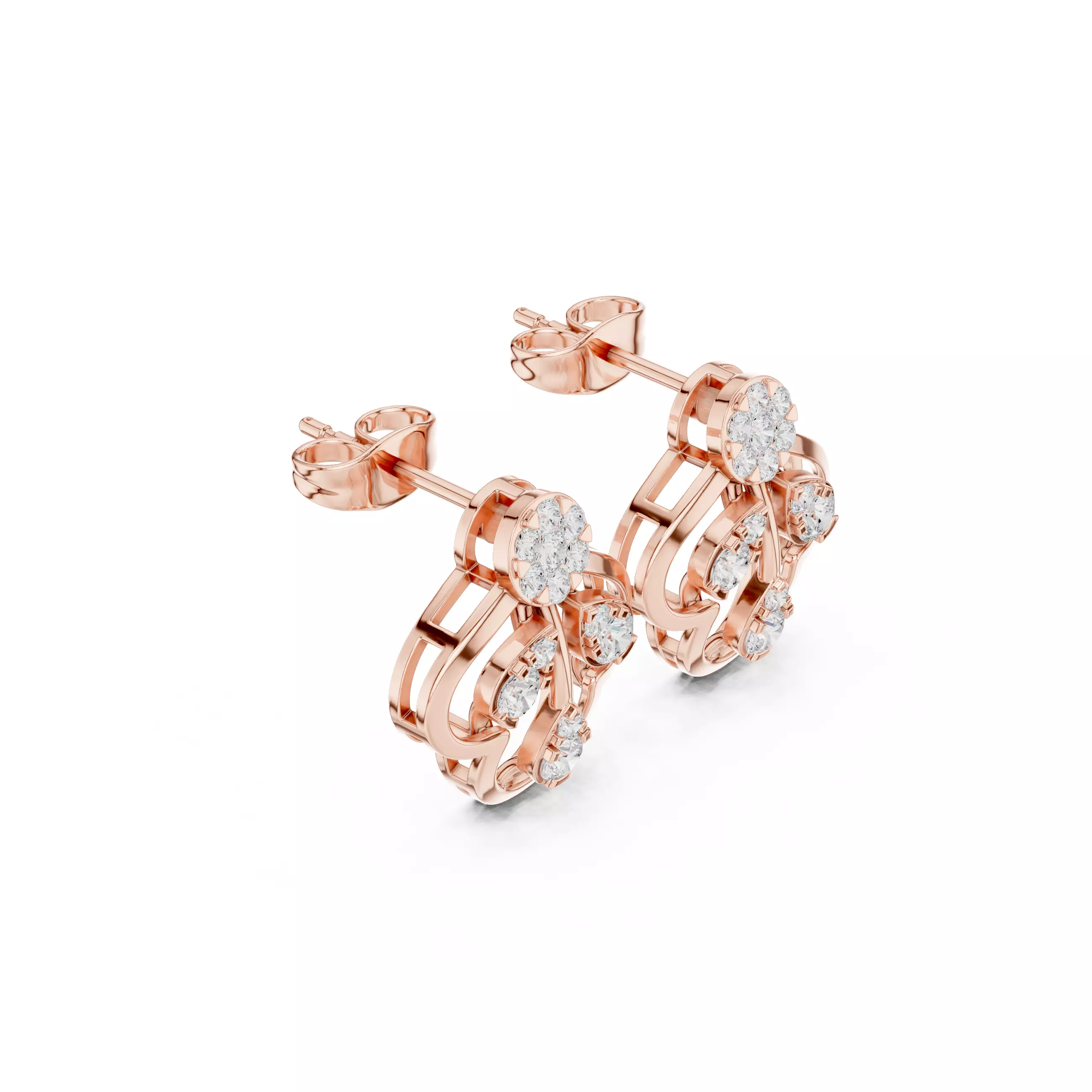 Diamond Studs Earrings 3dm stl renders animation videos details 3D print model_3