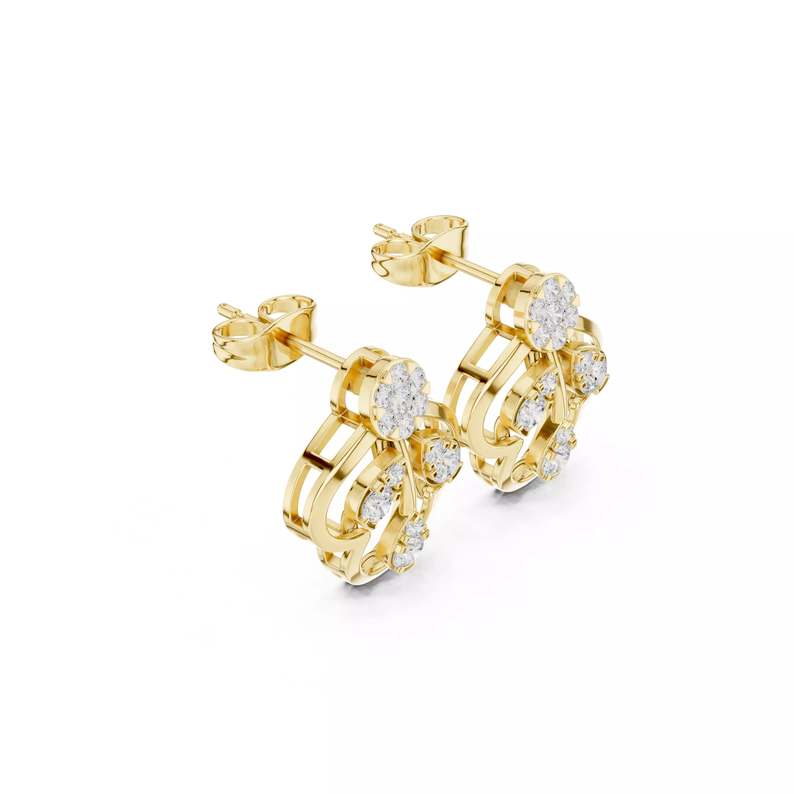 Diamond Studs Earrings 3dm stl renders animation videos details 3D print model_10