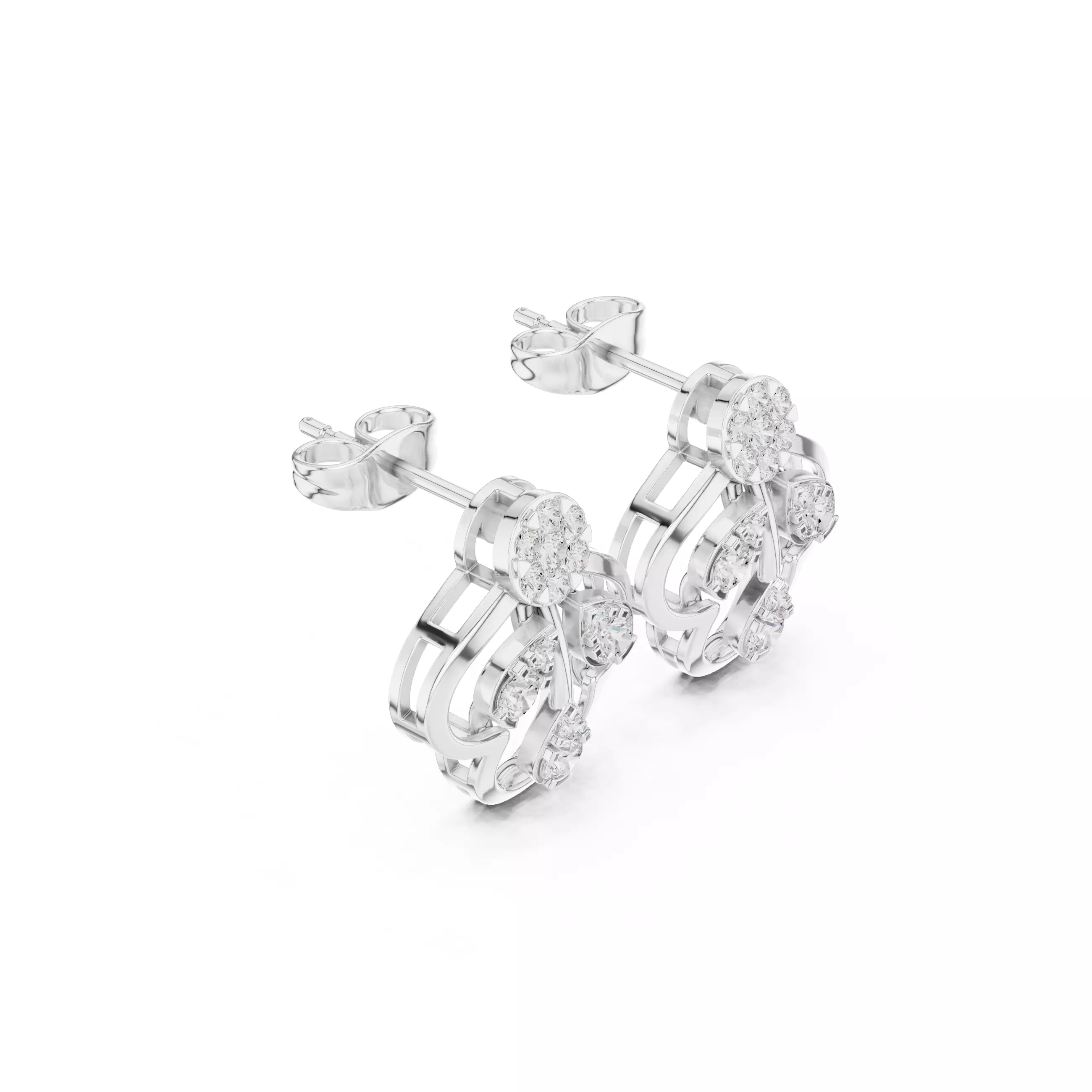 Diamond Studs Earrings 3dm stl renders animation videos details 3D print model_6