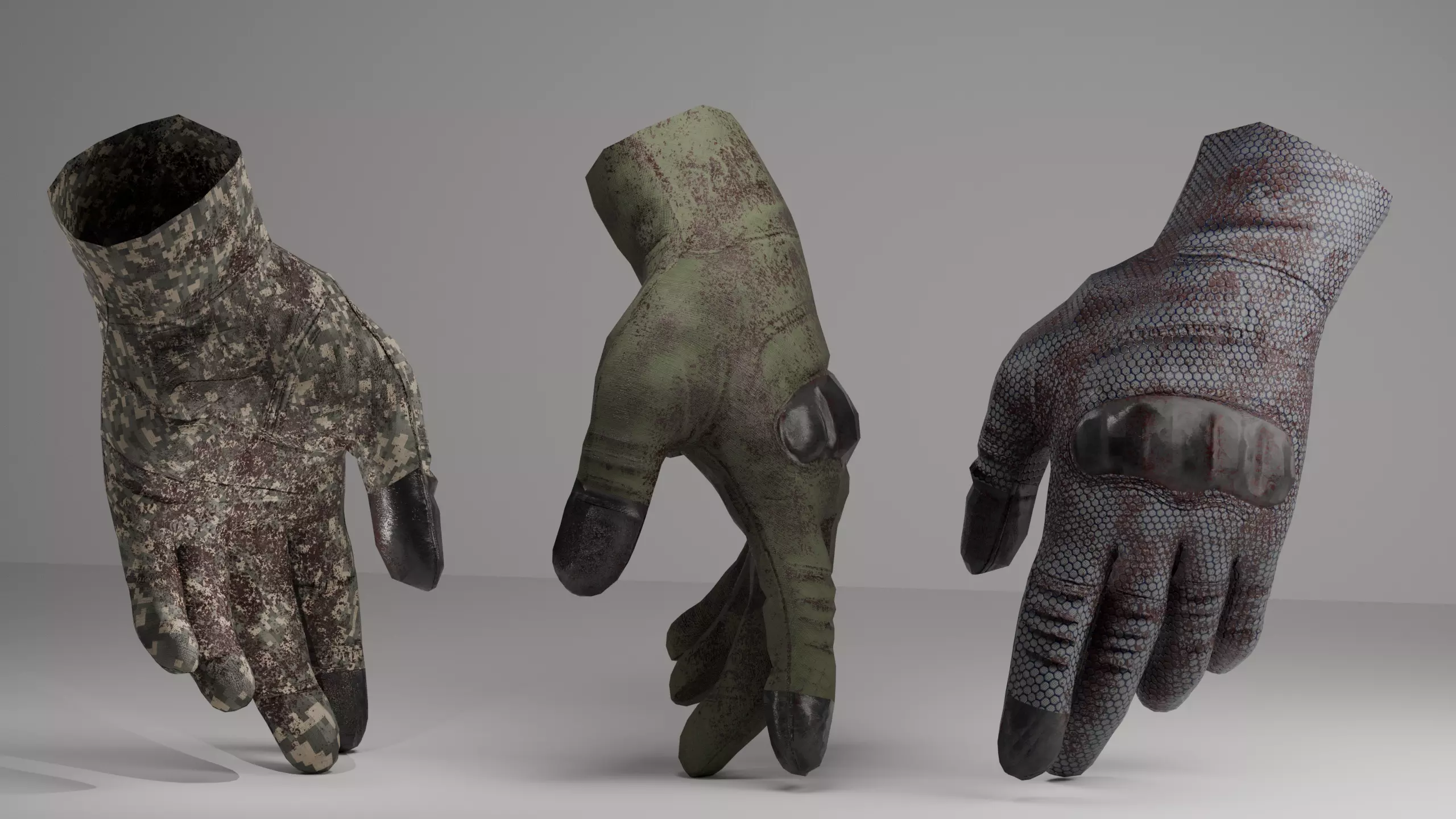 Tactical Military Gloves Realistic Low-poly 3D model