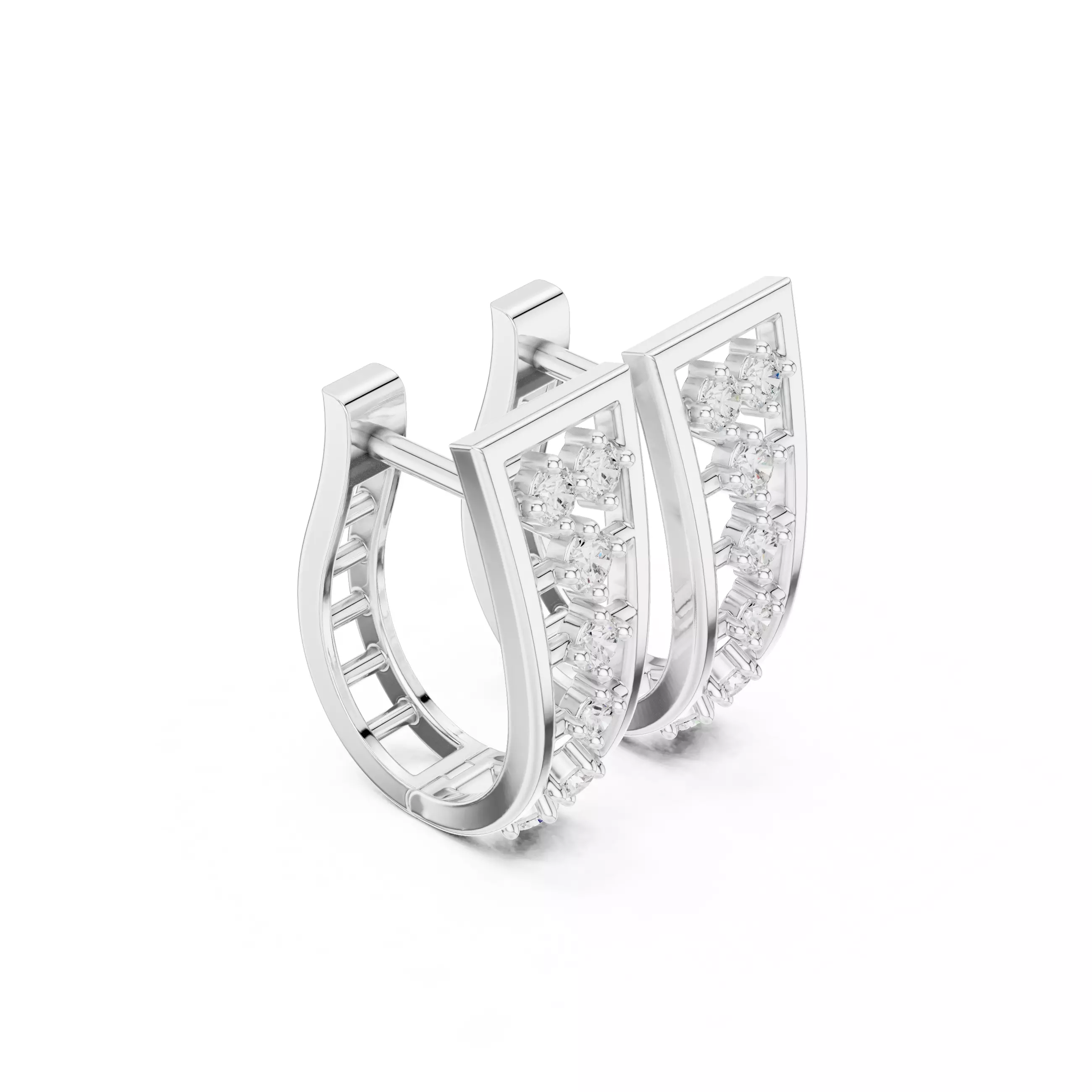 Diamond Hoops Earrings 3dm stl renders animation videos details  3D print model_6