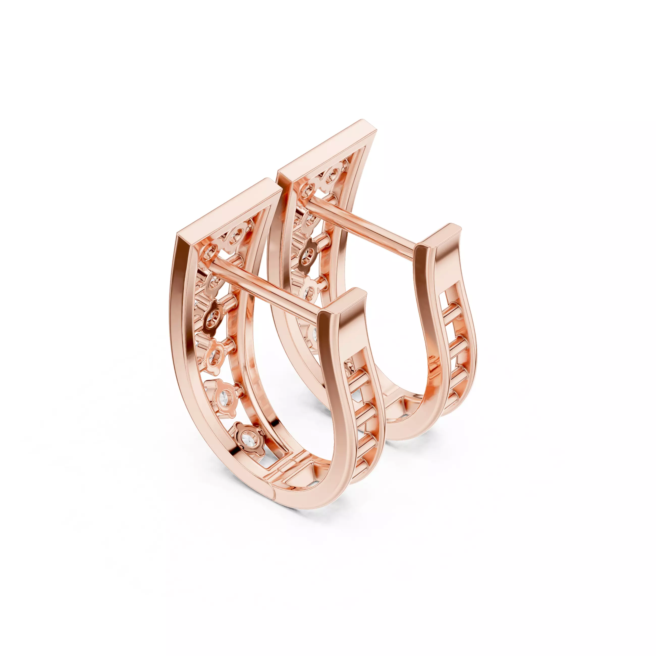 Diamond Hoops Earrings 3dm stl renders animation videos details  3D print model_4