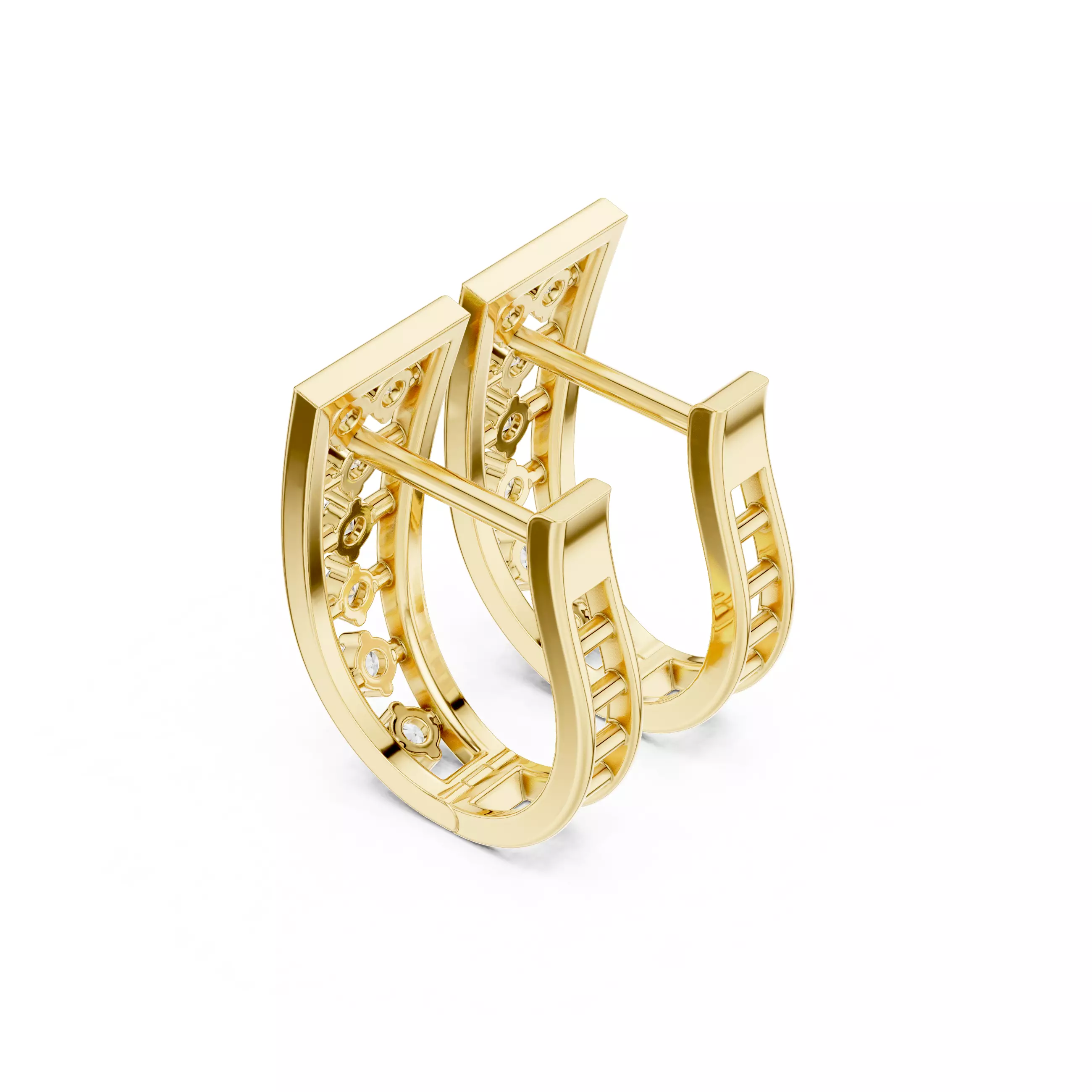 Diamond Hoops Earrings 3dm stl renders animation videos details  3D print model_11