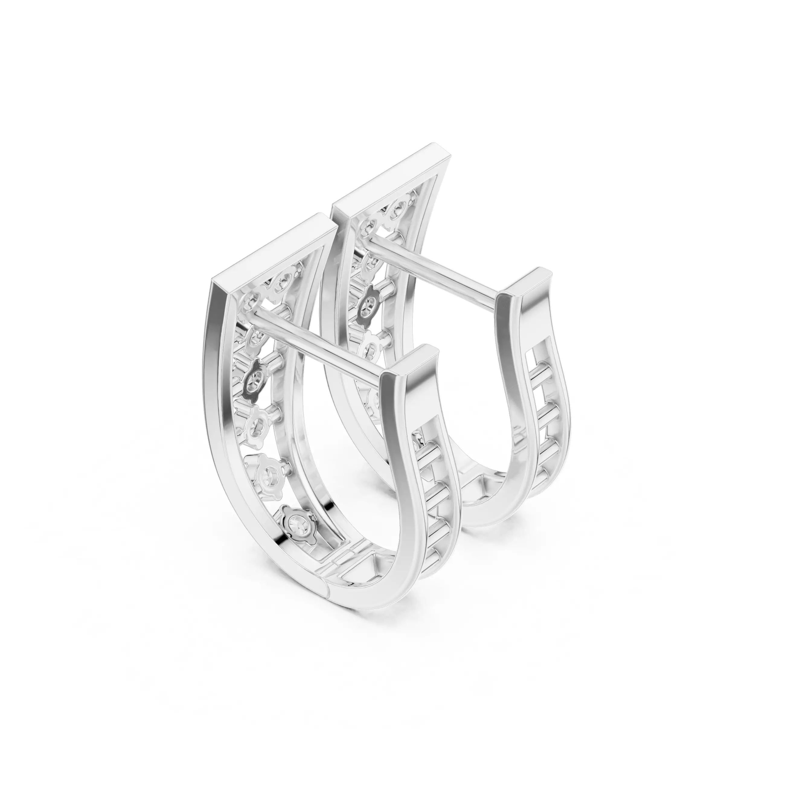 Diamond Hoops Earrings 3dm stl renders animation videos details  3D print model_7