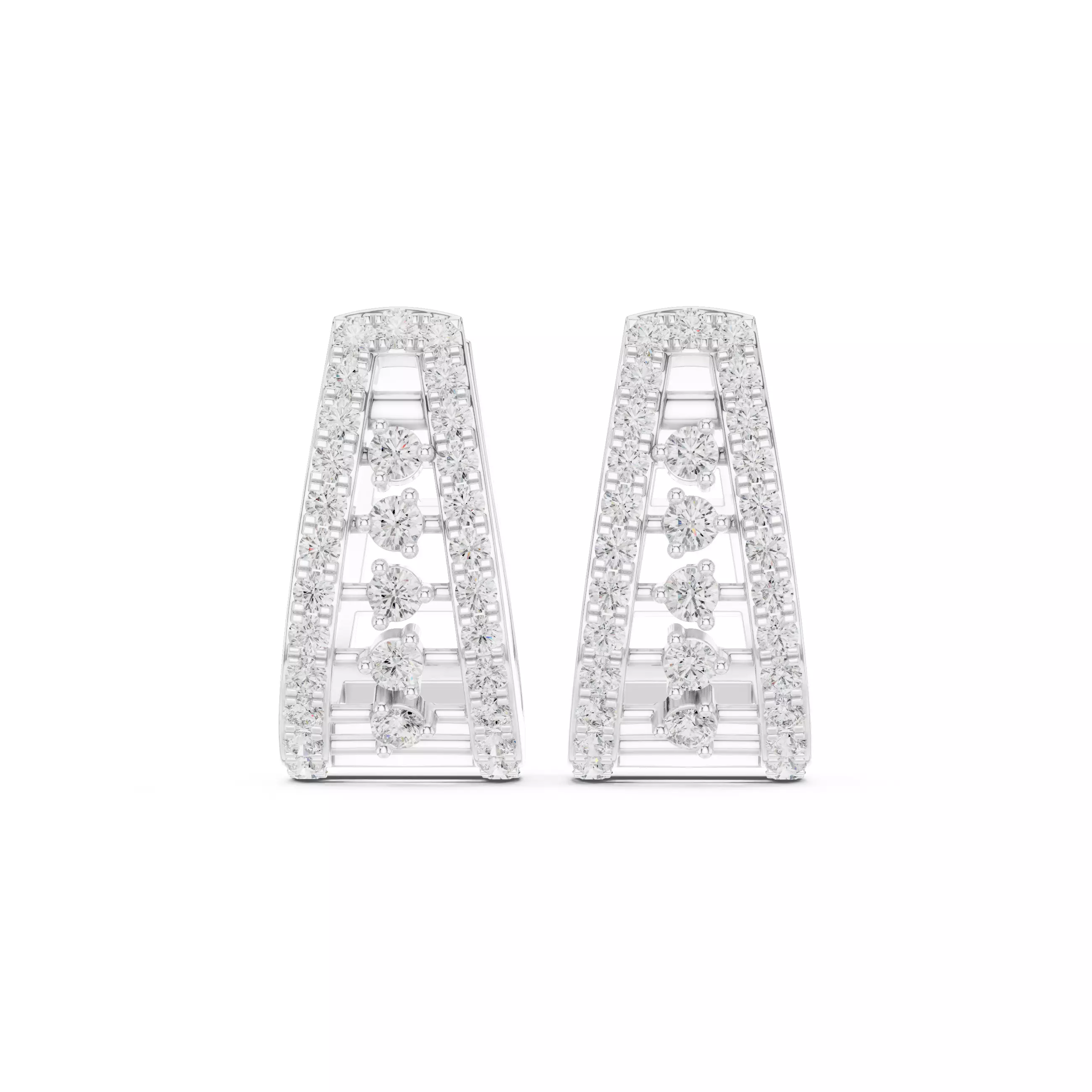Diamond Hoops Earrings 3dm stl renders animation videos details  3D print model_9