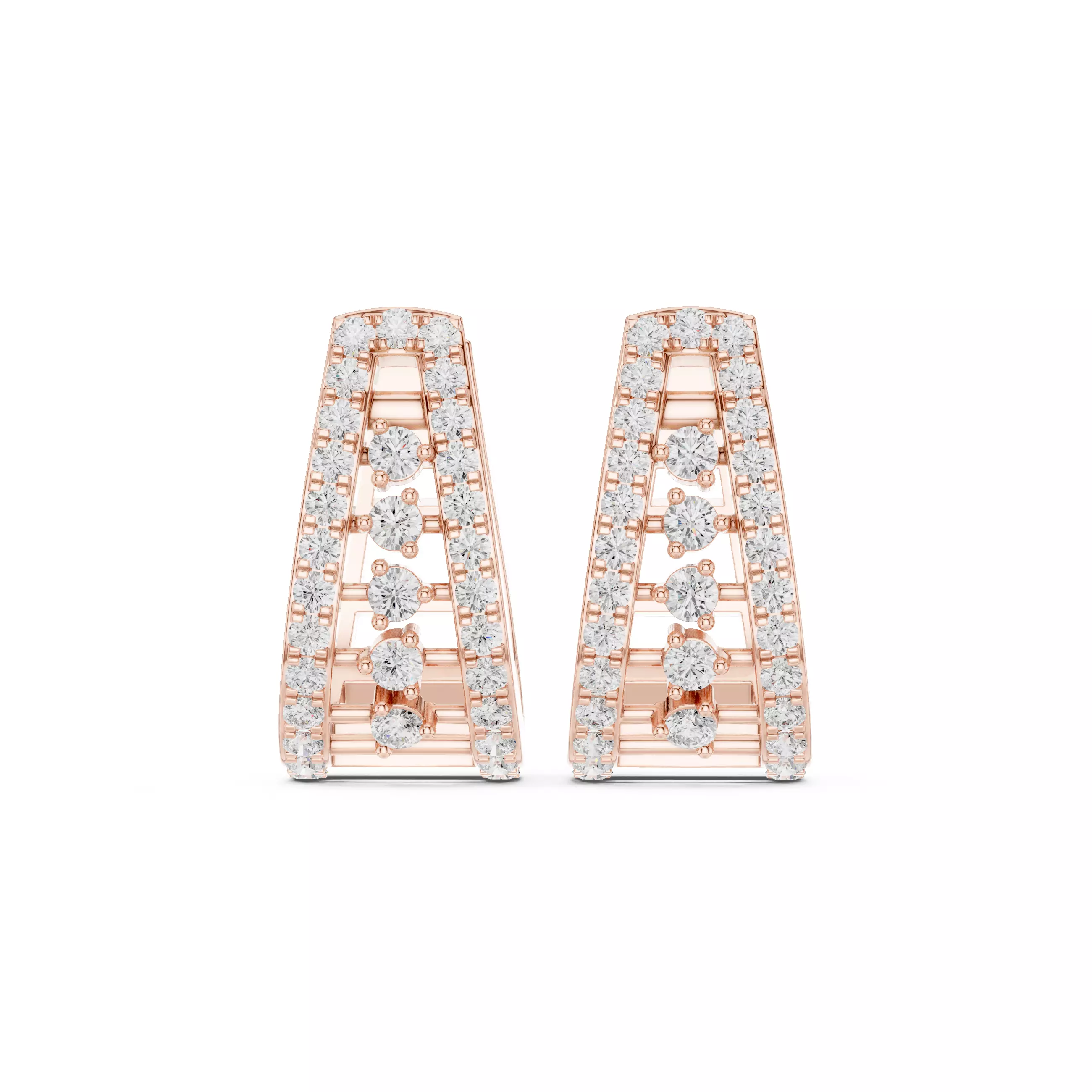 Diamond Hoops Earrings 3dm stl renders animation videos details  3D print model_0