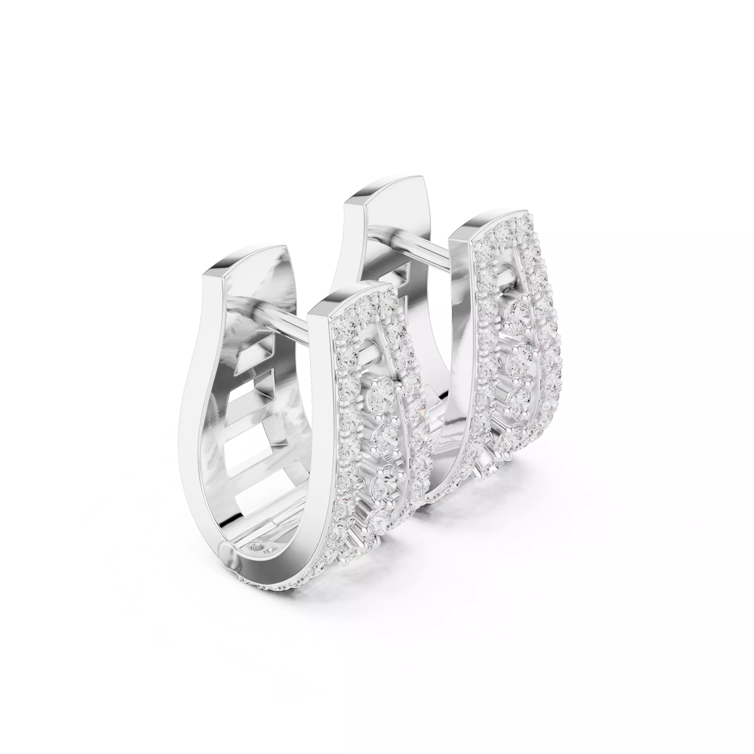 Diamond Hoops Earrings 3dm stl renders animation videos details  3D print model_6