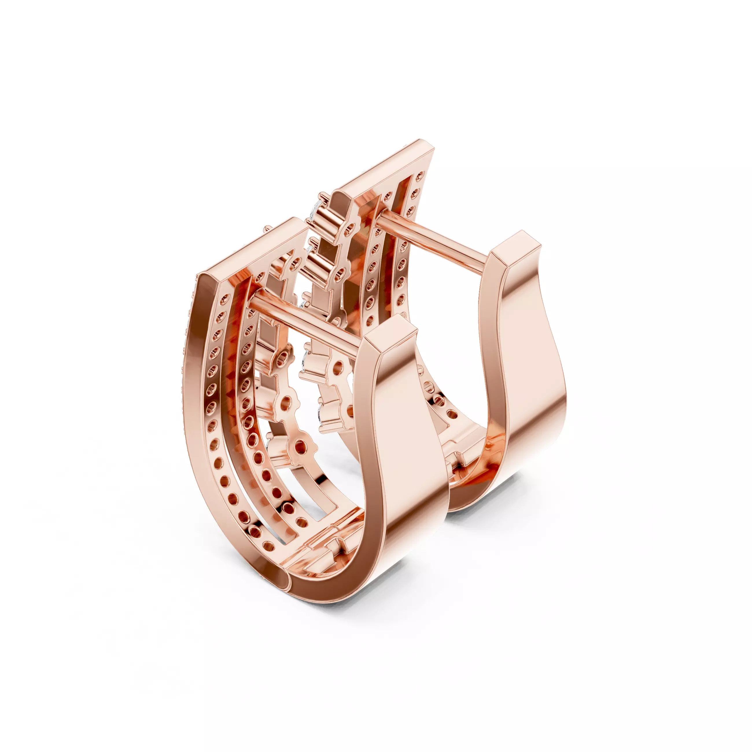 Diamond Hoops Earrings 3dm stl renders animation videos details  3D print model_4