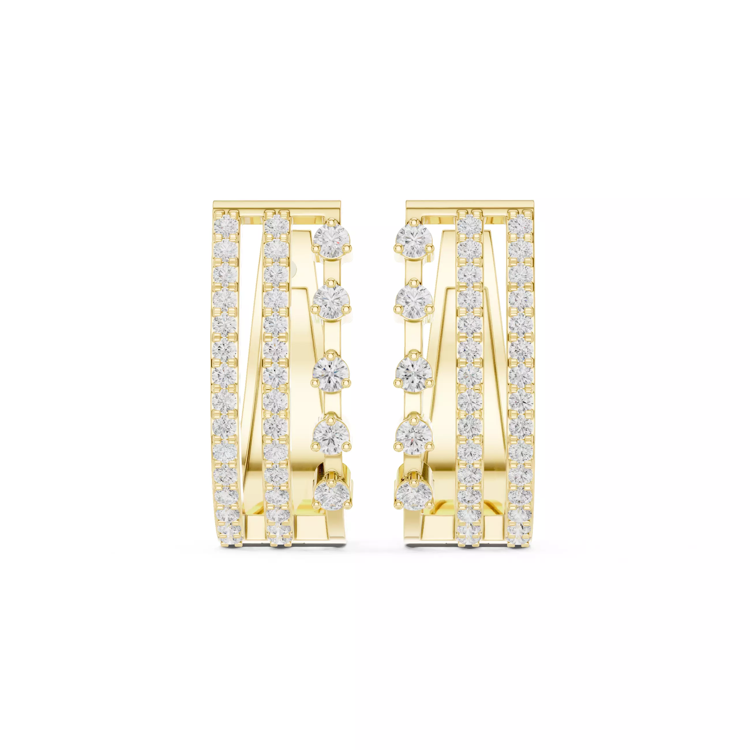Diamond Hoops Earrings 3dm stl renders animation videos details  3D print model_13