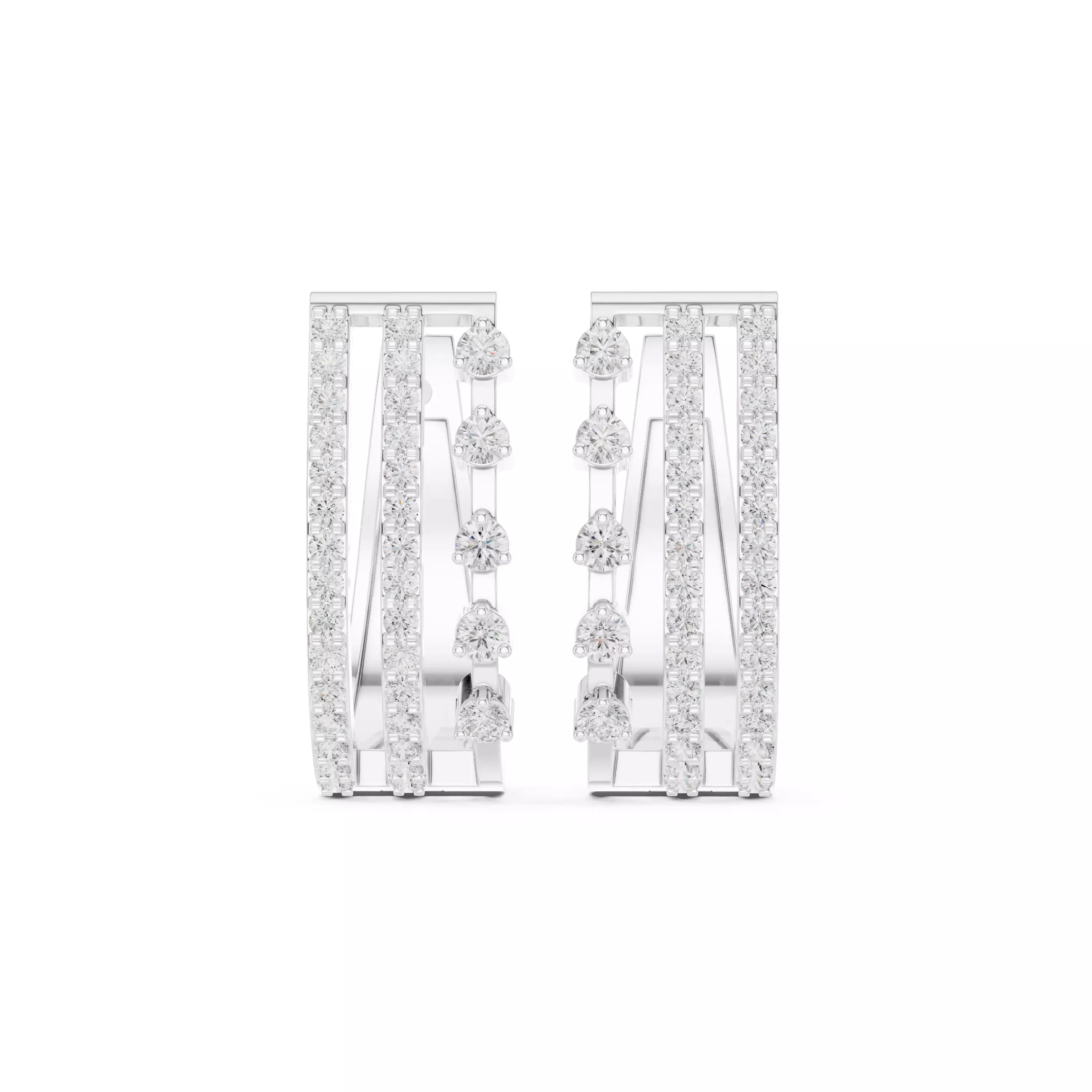 Diamond Hoops Earrings 3dm stl renders animation videos details  3D print model_9
