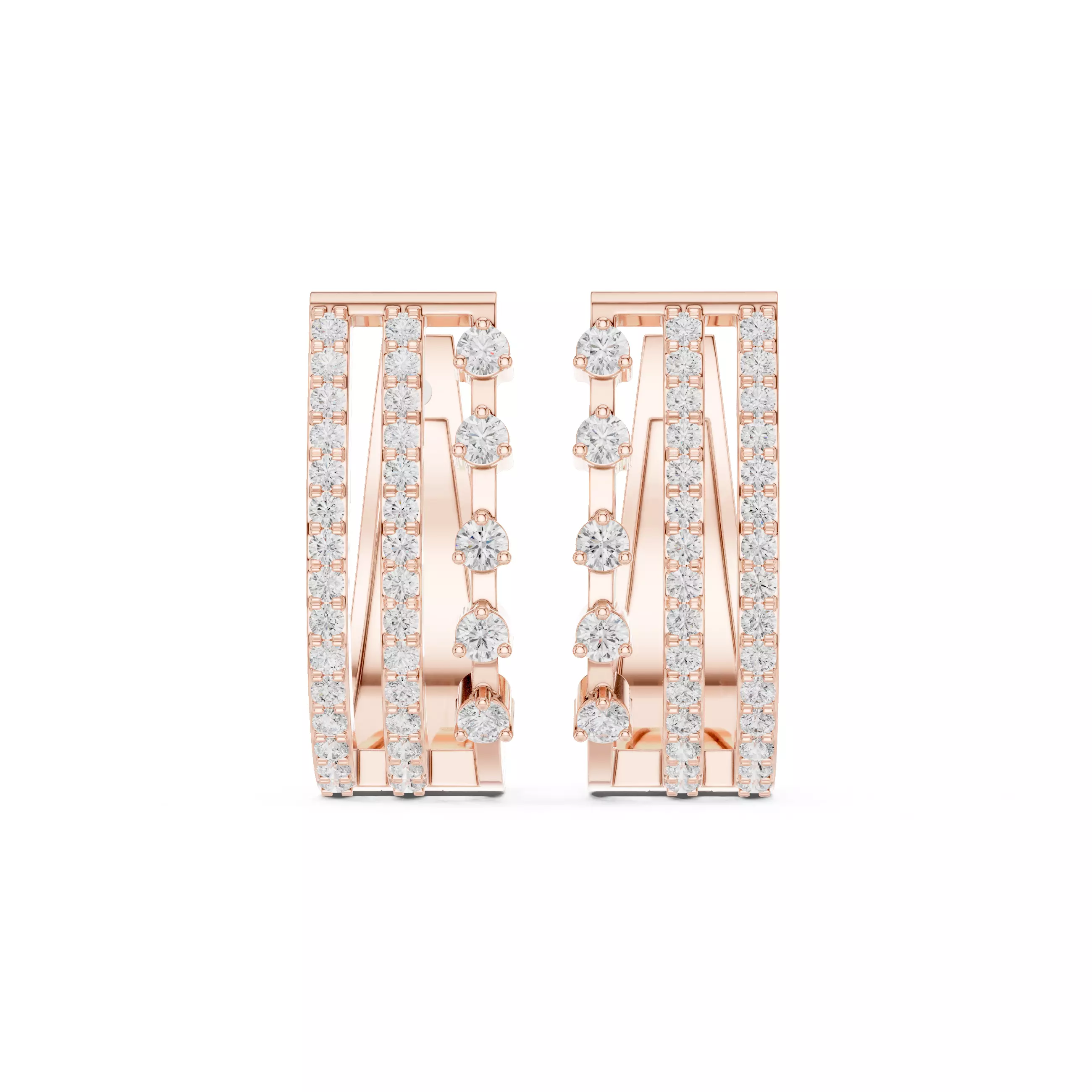 Diamond Hoops Earrings 3dm stl renders animation videos details  3D print model_0