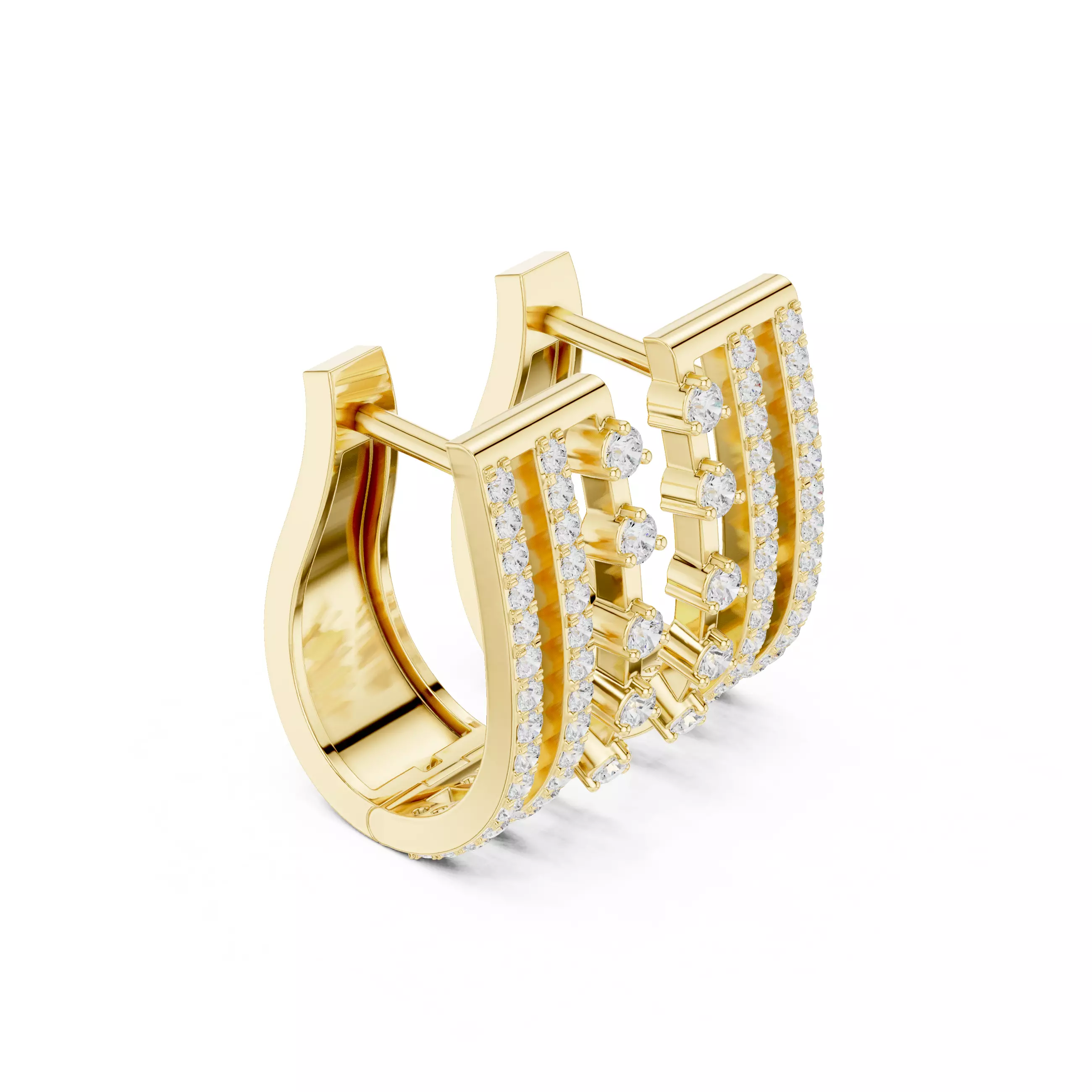 Diamond Hoops Earrings 3dm stl renders animation videos details  3D print model_10