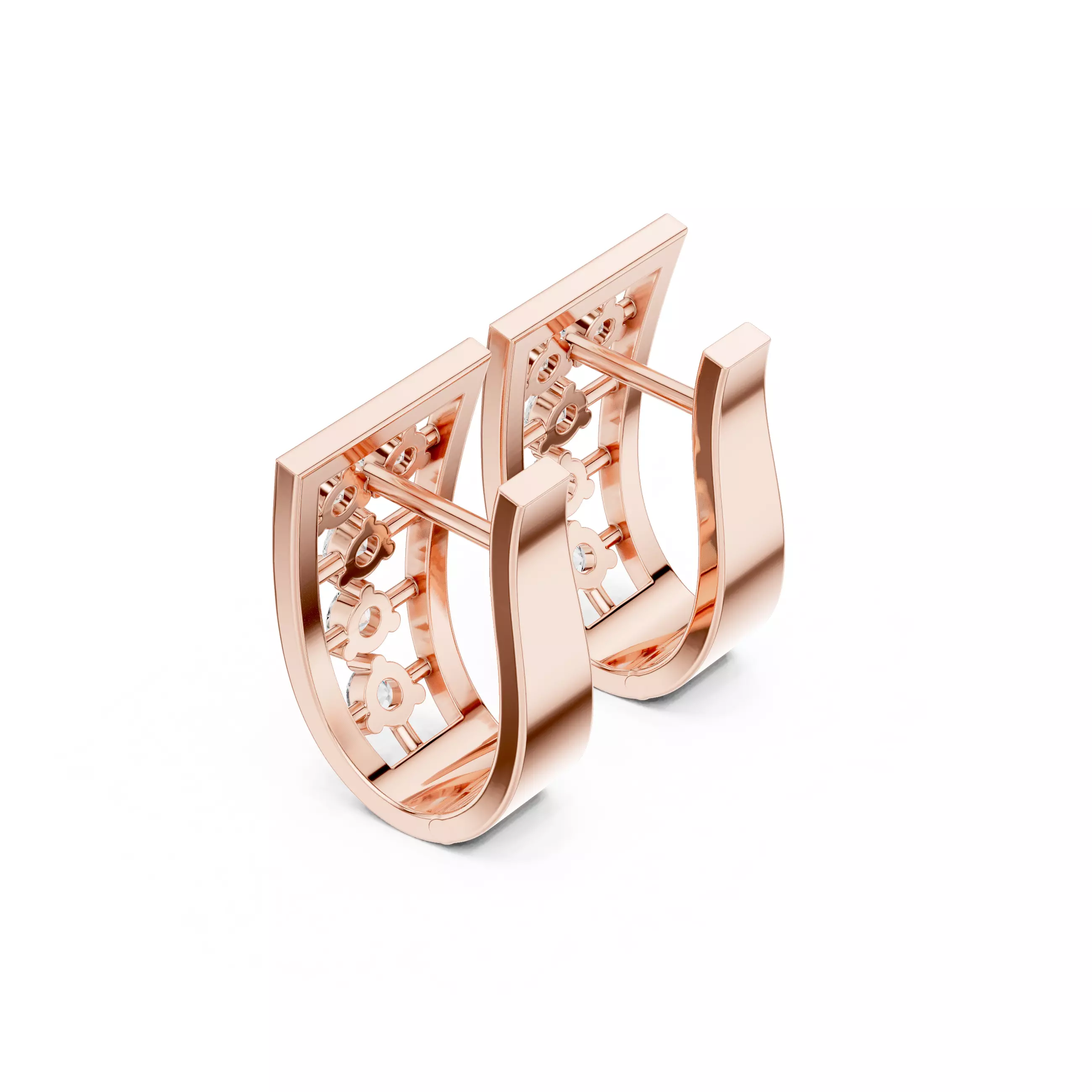 Diamond Hoops Earrings 3dm stl renders animation videos details  3D print model_4