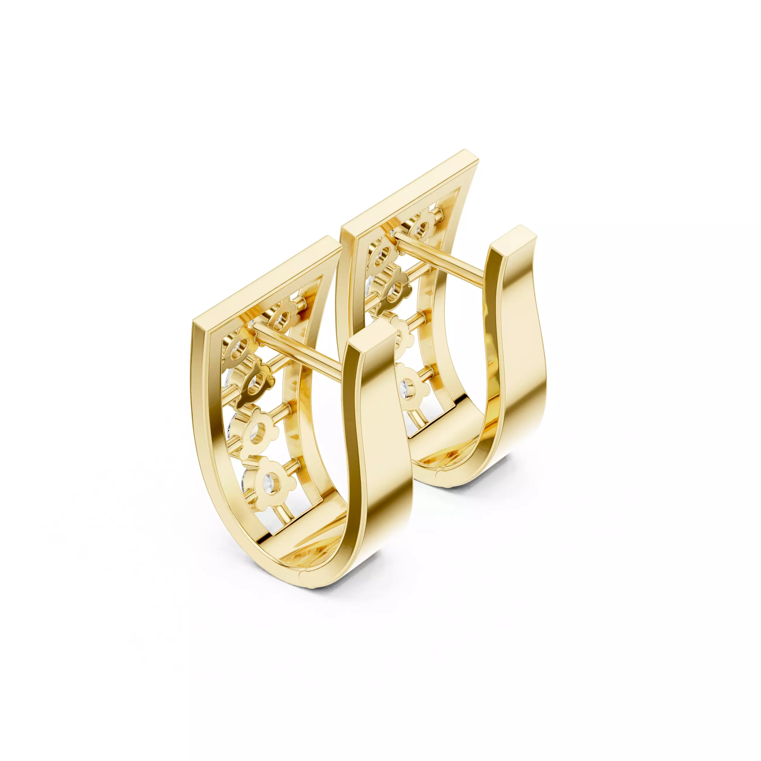 Diamond Hoops Earrings 3dm stl renders animation videos details  3D print model_11