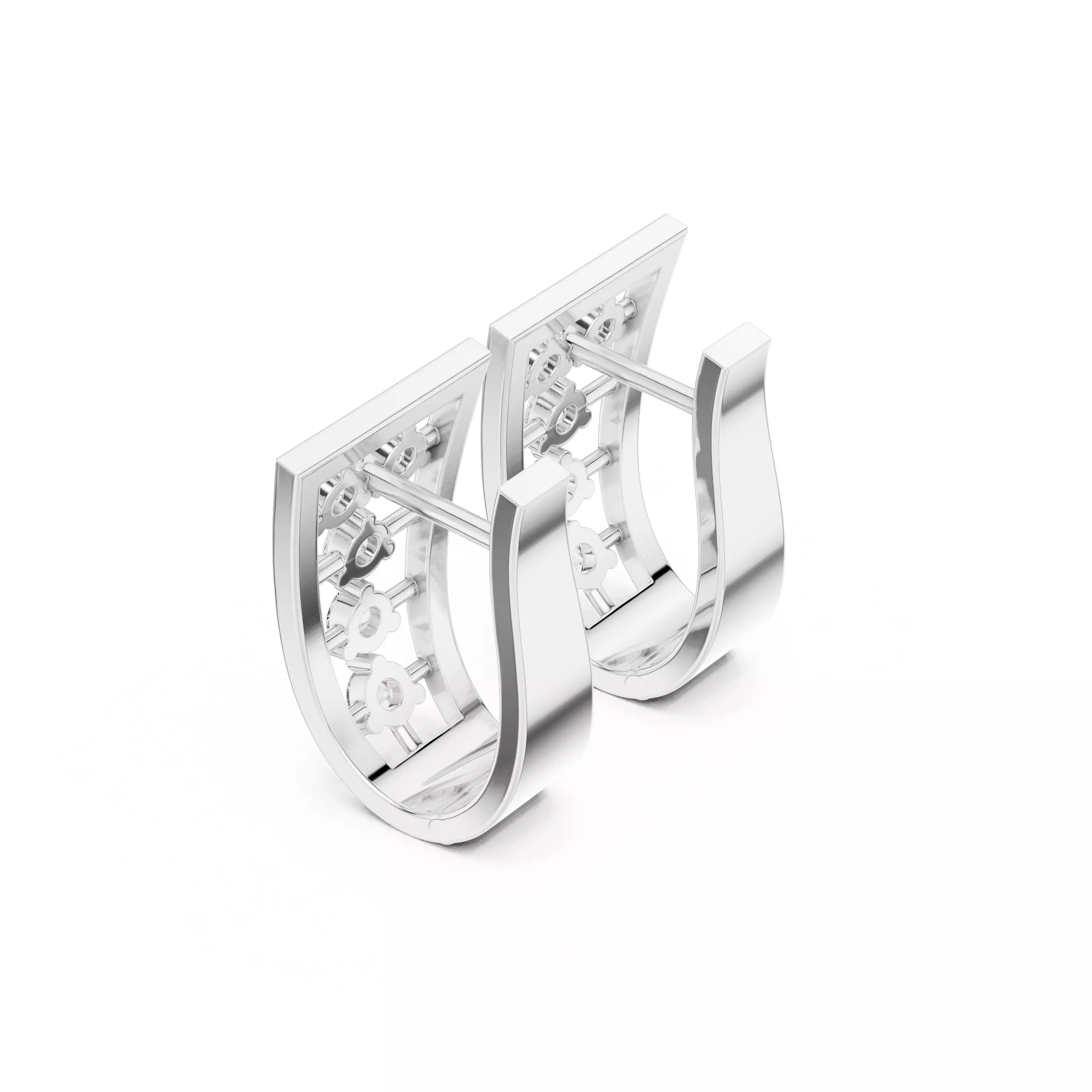 Diamond Hoops Earrings 3dm stl renders animation videos details  3D print model_7