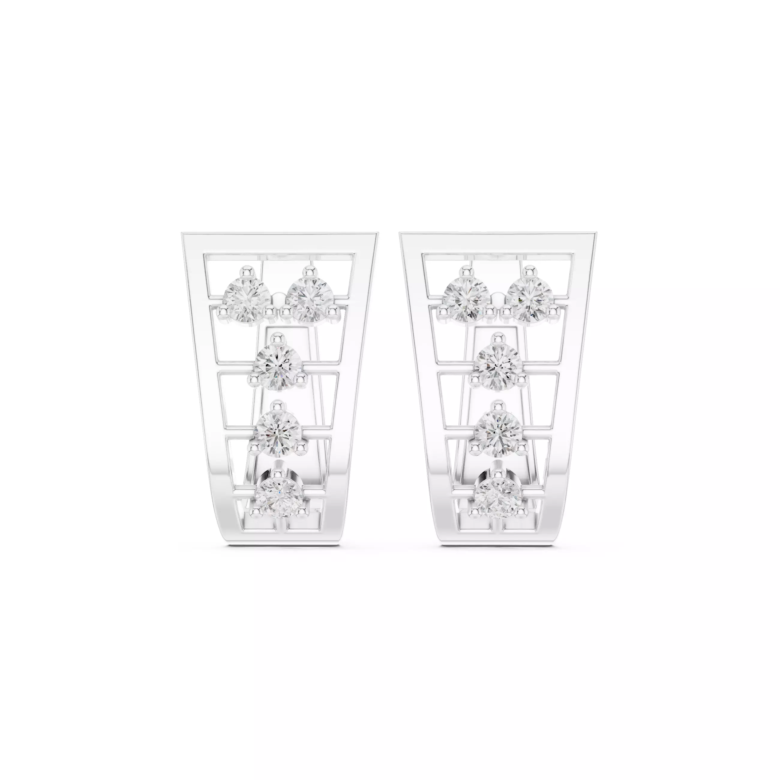 Diamond Hoops Earrings 3dm stl renders animation videos details  3D print model_9