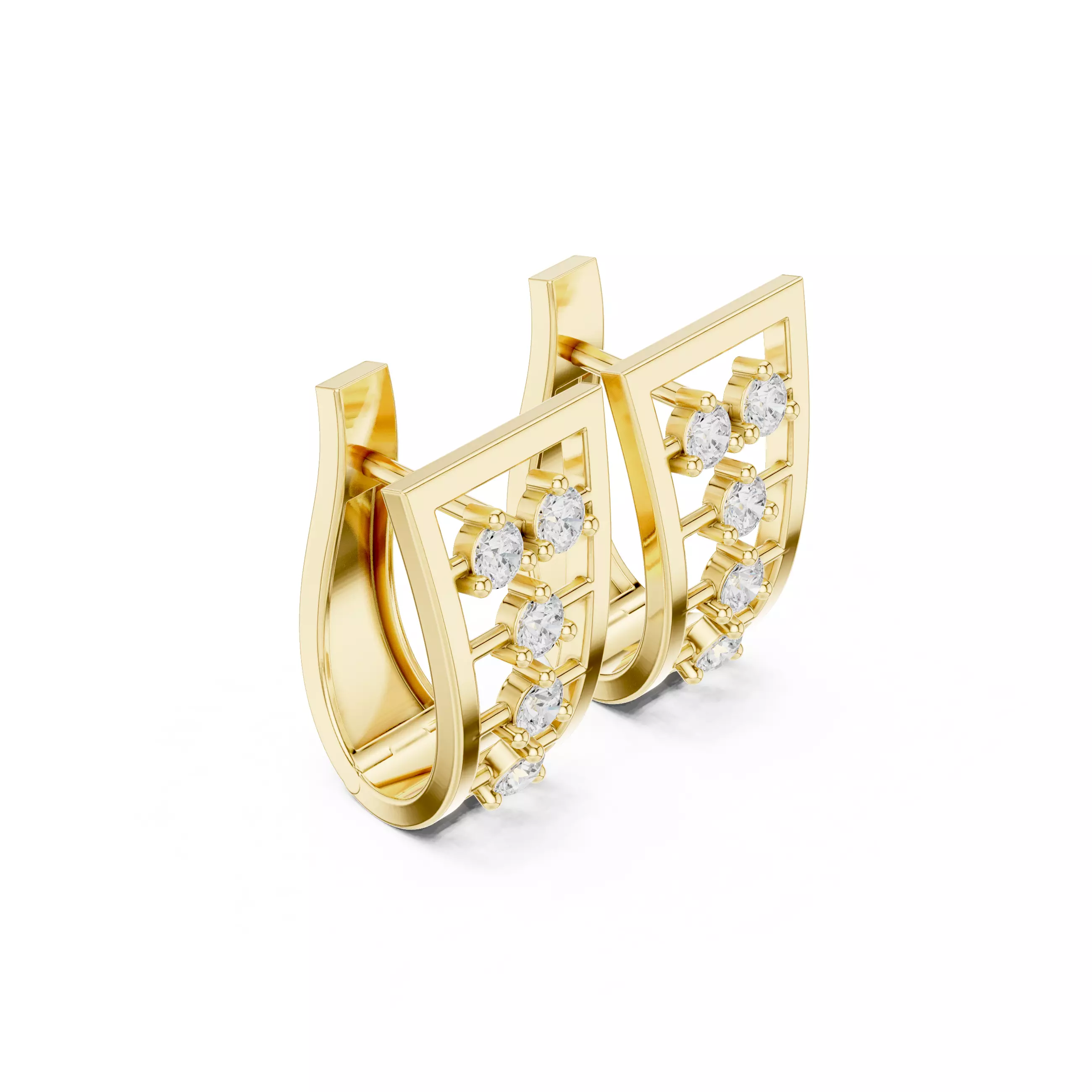 Diamond Hoops Earrings 3dm stl renders animation videos details  3D print model_10