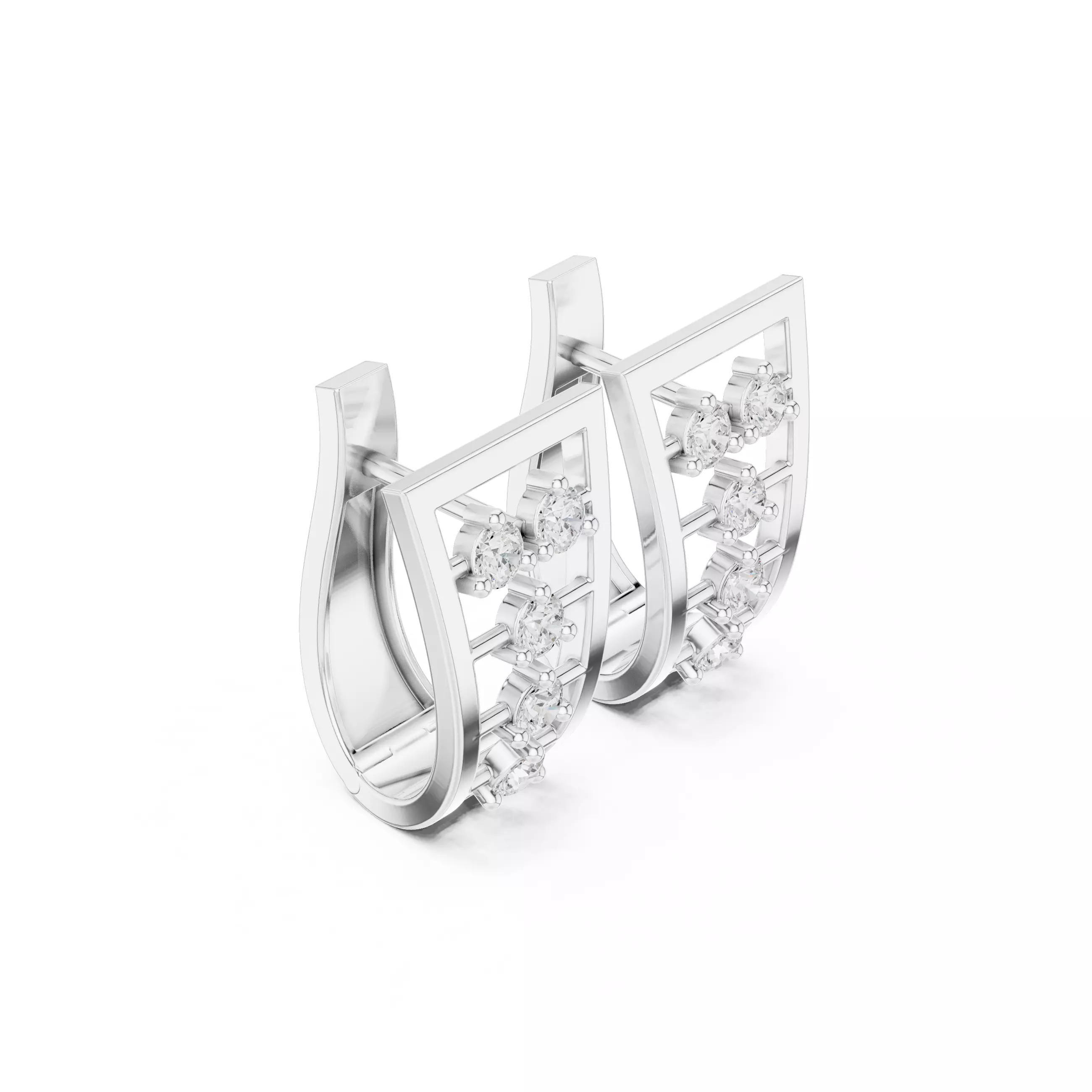 Diamond Hoops Earrings 3dm stl renders animation videos details  3D print model_6