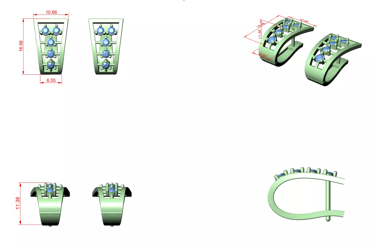 Diamond Hoops Earrings 3dm stl renders animation videos details  3D print model_1