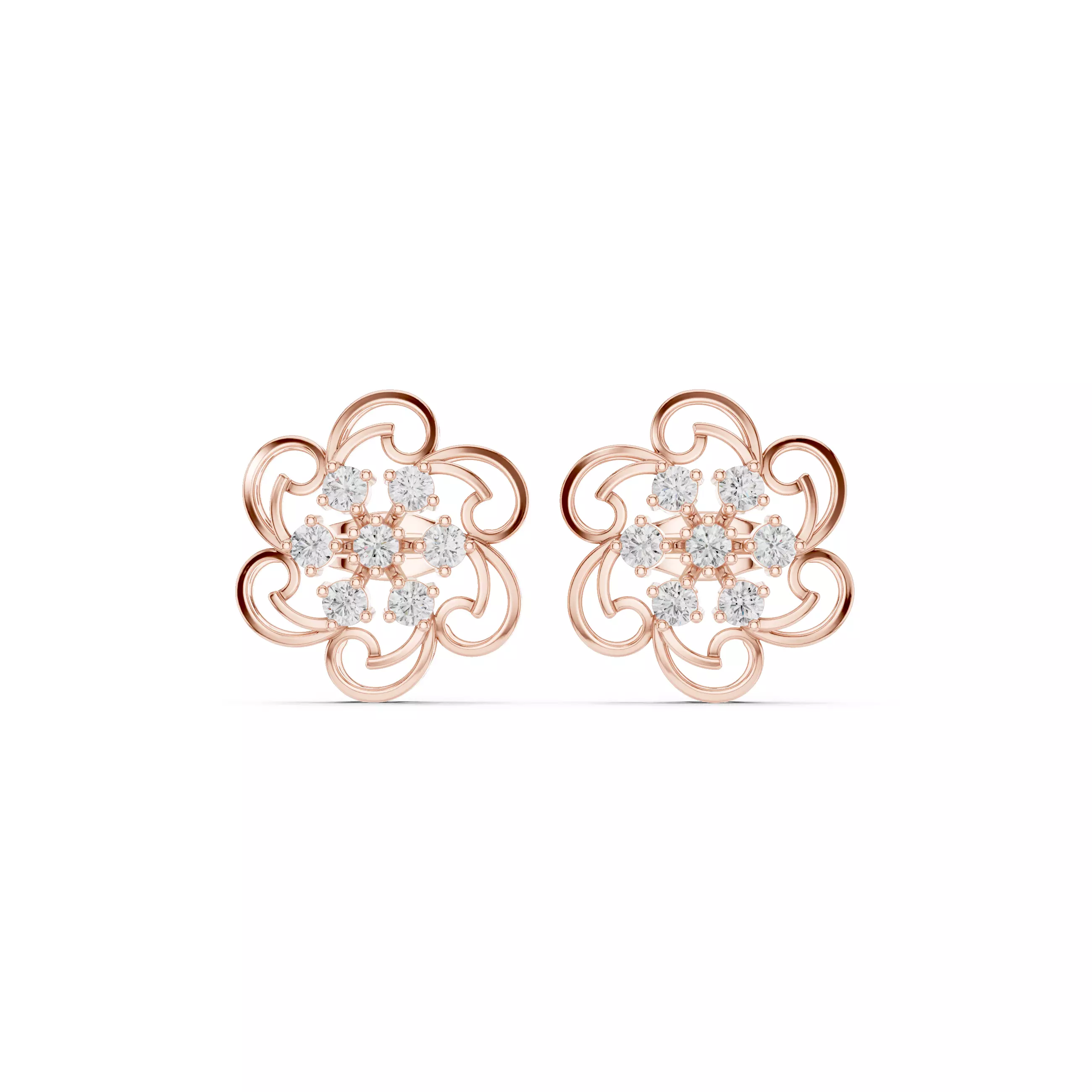 Diamond Studs Earrings 3dm stl renders animation videos details  3D print model_0