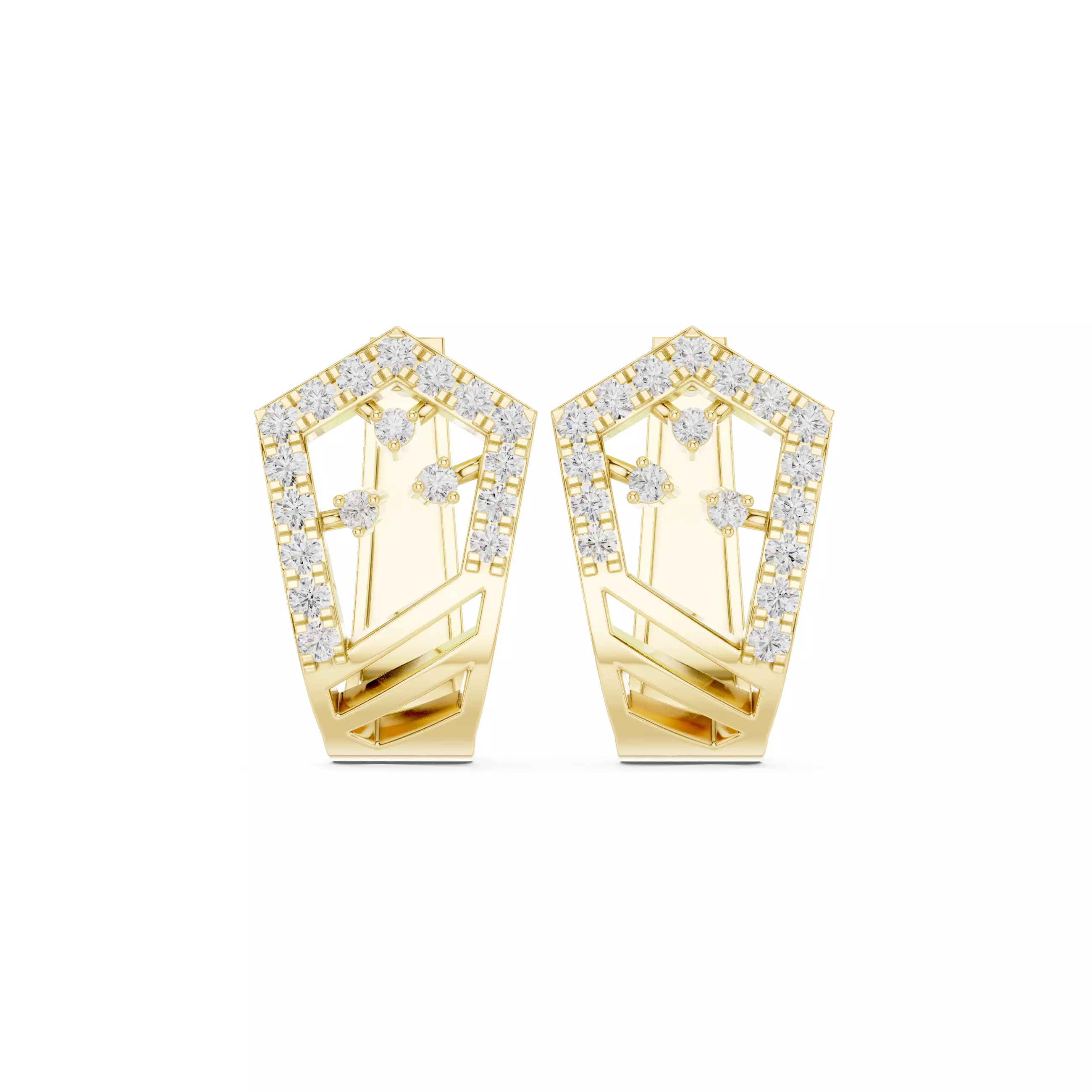 Diamond Hoops Earrings 3dm stl renders animation videos details  3D print model_13