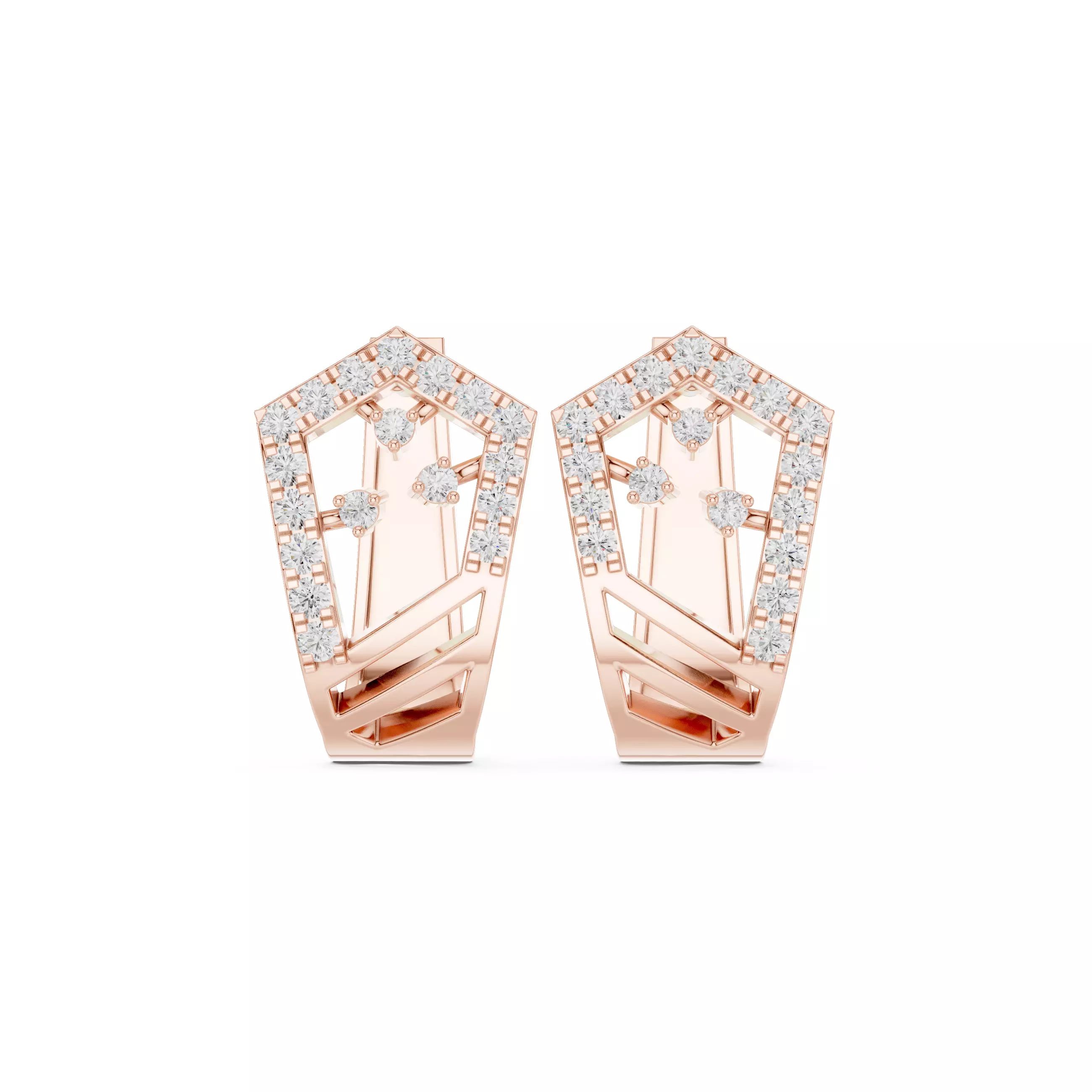 Diamond Hoops Earrings 3dm stl renders animation videos details  3D print model_0