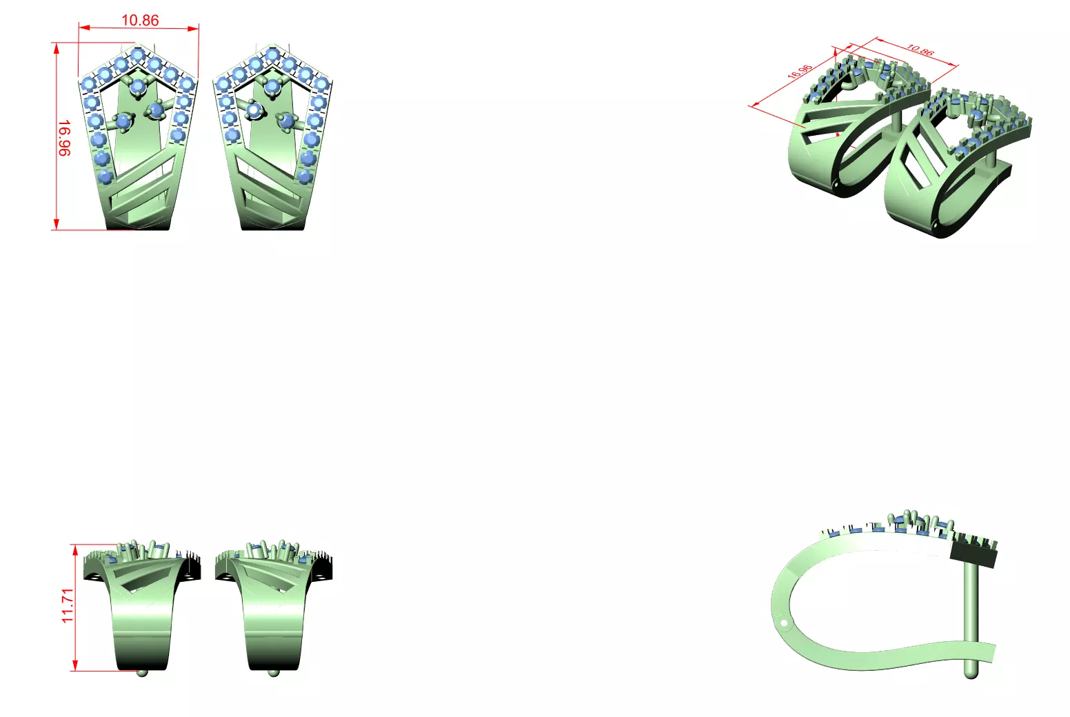 Diamond Hoops Earrings 3dm stl renders animation videos details  3D print model_1