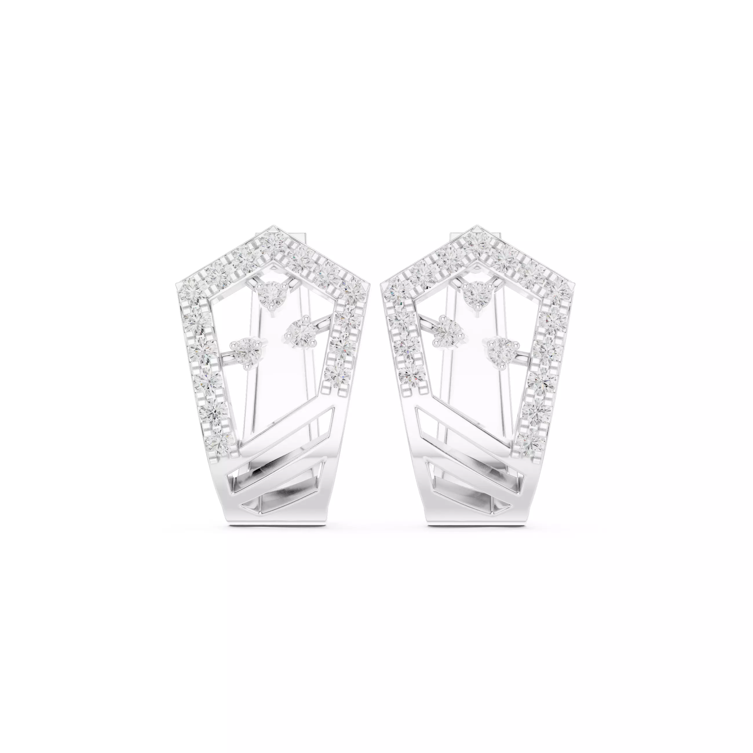 Diamond Hoops Earrings 3dm stl renders animation videos details  3D print model_9