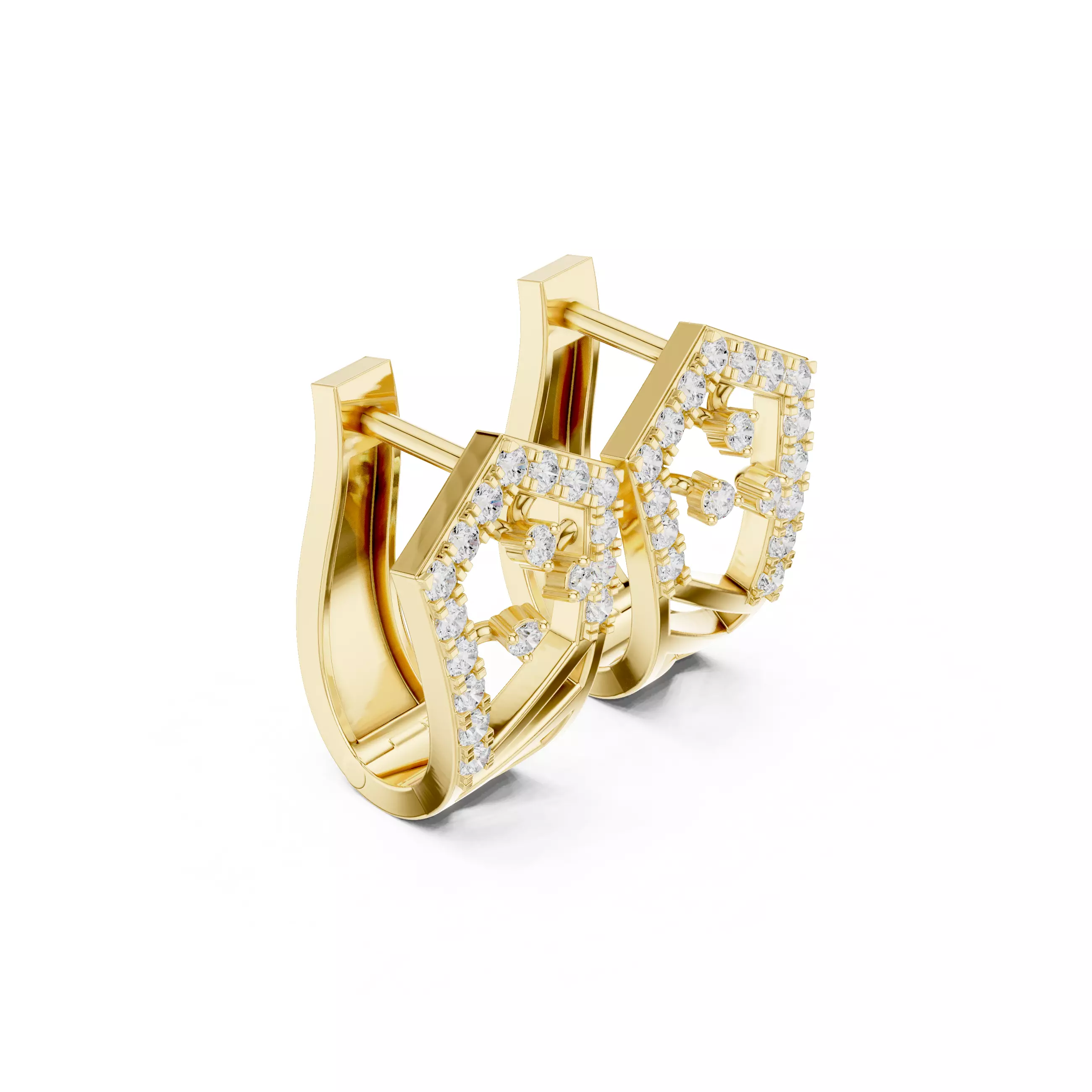 Diamond Hoops Earrings 3dm stl renders animation videos details  3D print model_10